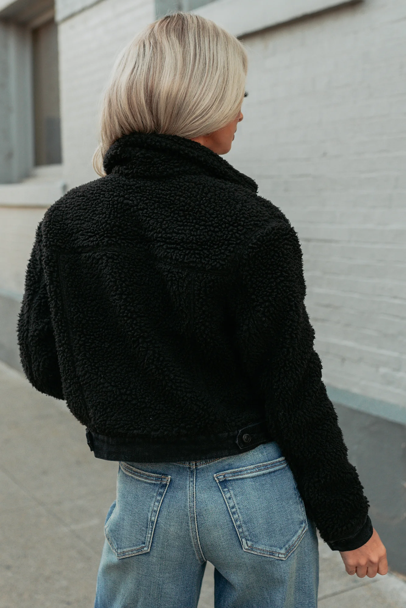 No Worries Here Sherpa Crop Kancan Jacket (Black) - Image 8