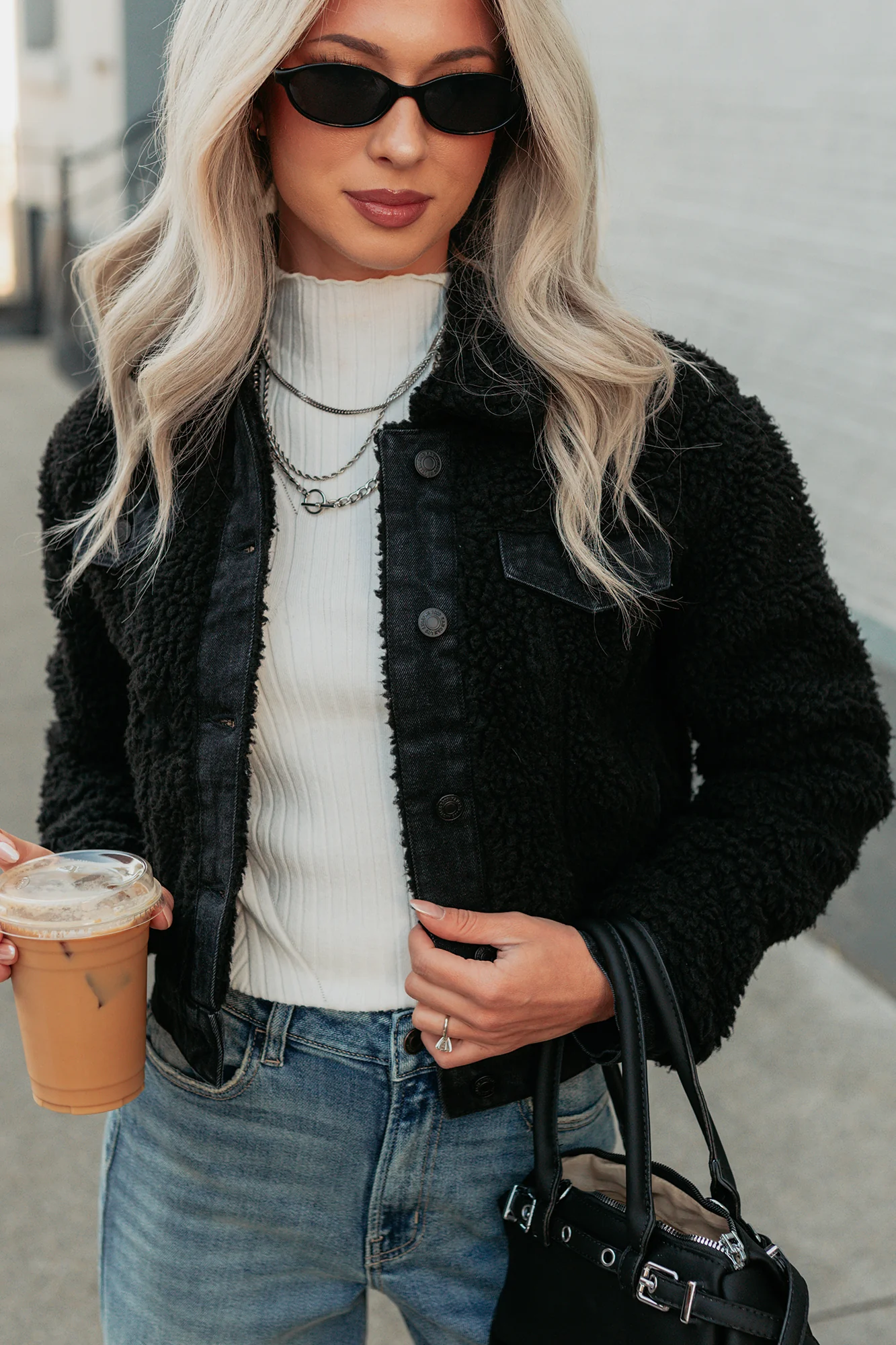 No Worries Here Sherpa Crop Kancan Jacket (Black) - Image 9
