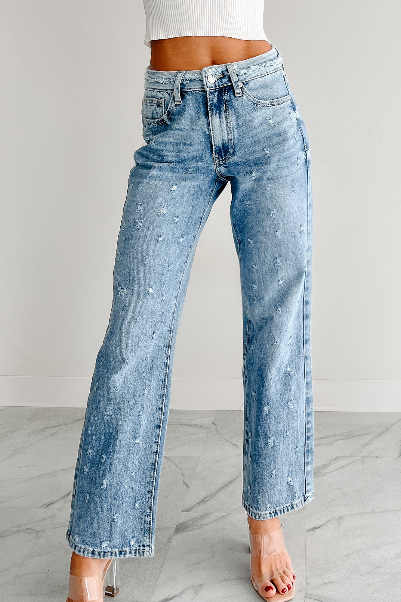 Noelle Distressed Straight Leg Special A Jeans (Medium) - Image 3