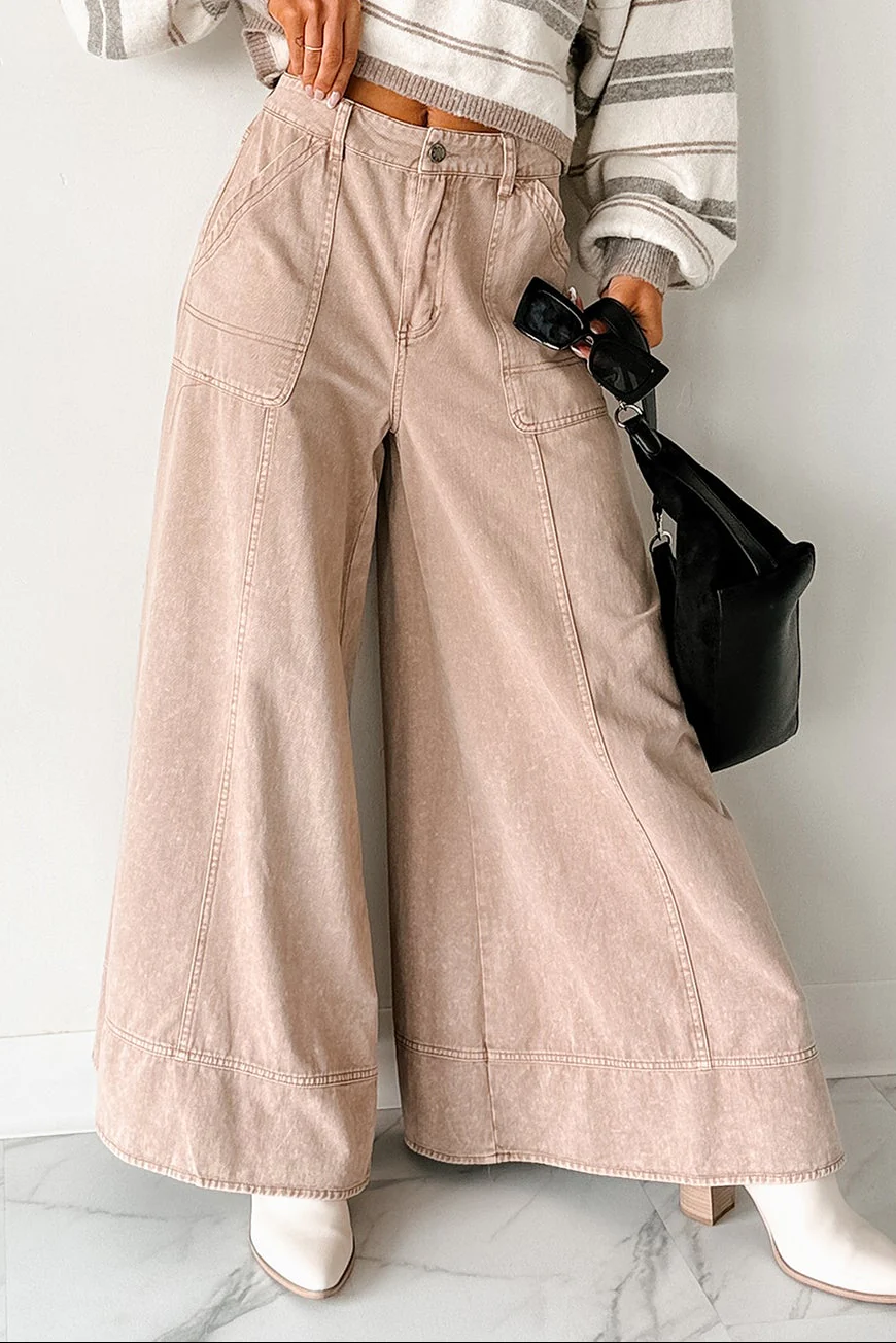 Norris Ultra Wide Leg Mustard Seed Jeans (Mocha Mousse) - Image 2