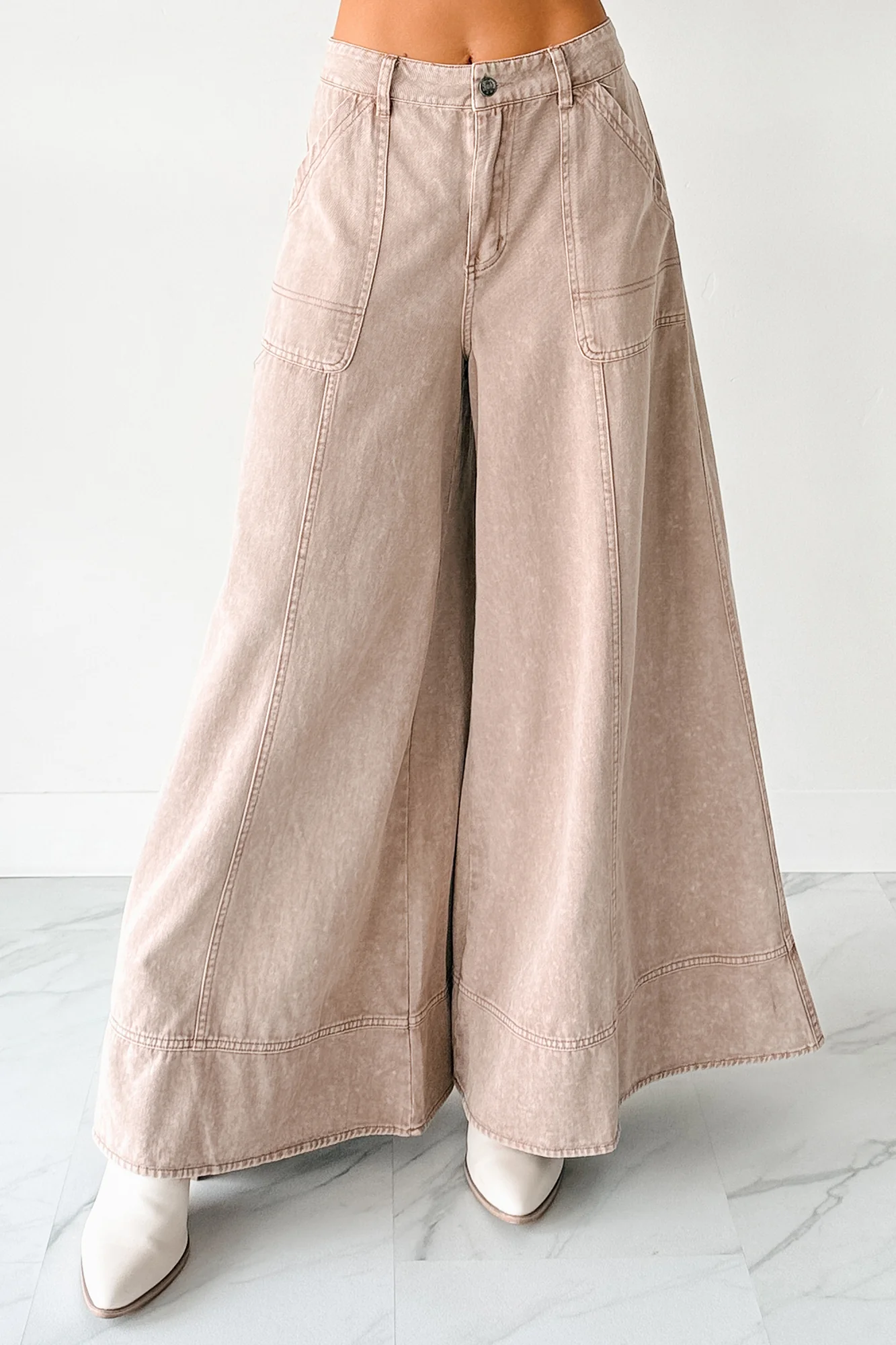 Norris Ultra Wide Leg Mustard Seed Jeans (Mocha Mousse) - Image 3