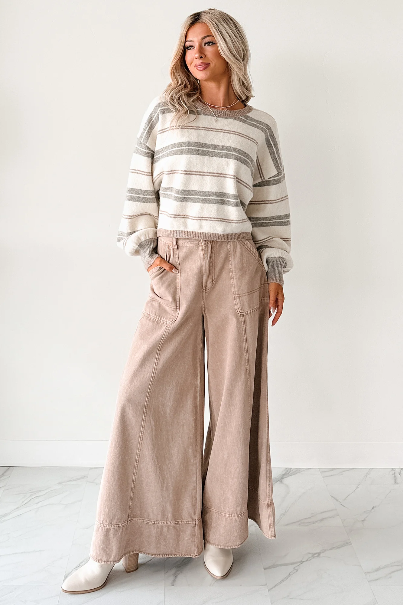 Norris Ultra Wide Leg Mustard Seed Jeans (Mocha Mousse) - Image 8