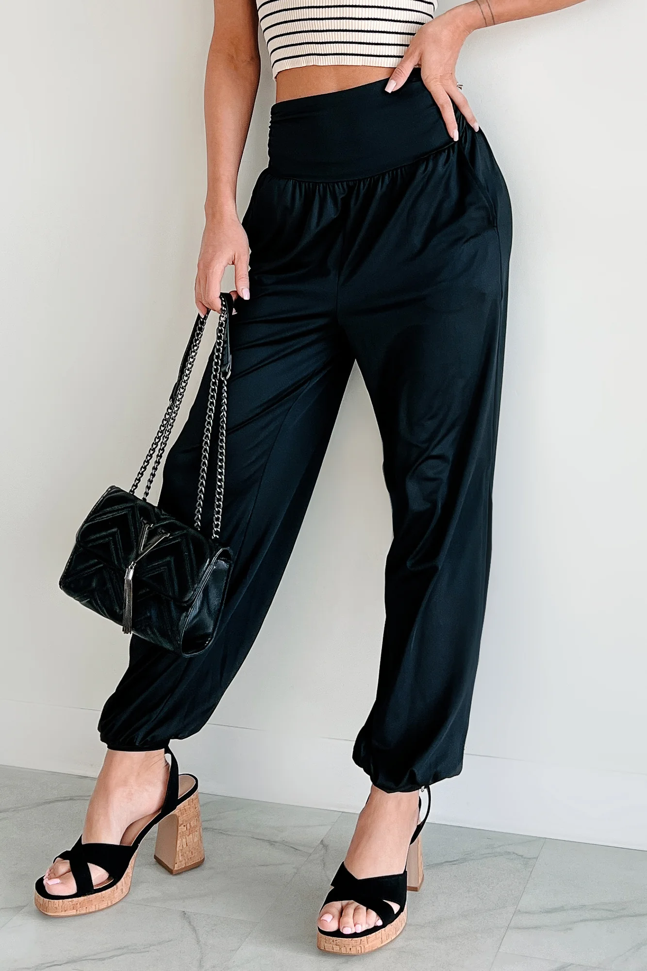 Not A Care In The World High Waist Harem Pants (Black) - Image 6