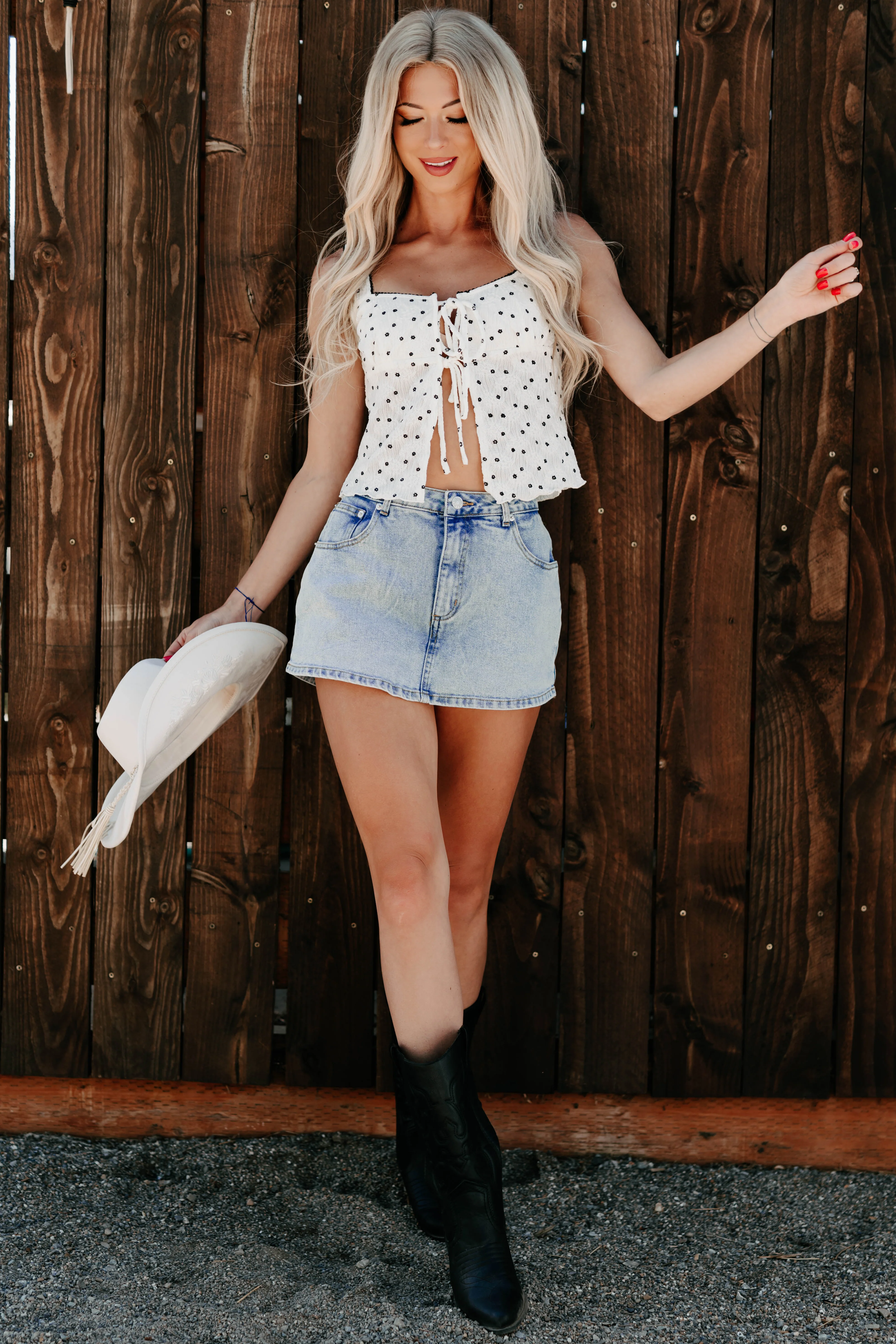 Nothing But Aura Denim Mini Skort (Light Wash) - Image 5