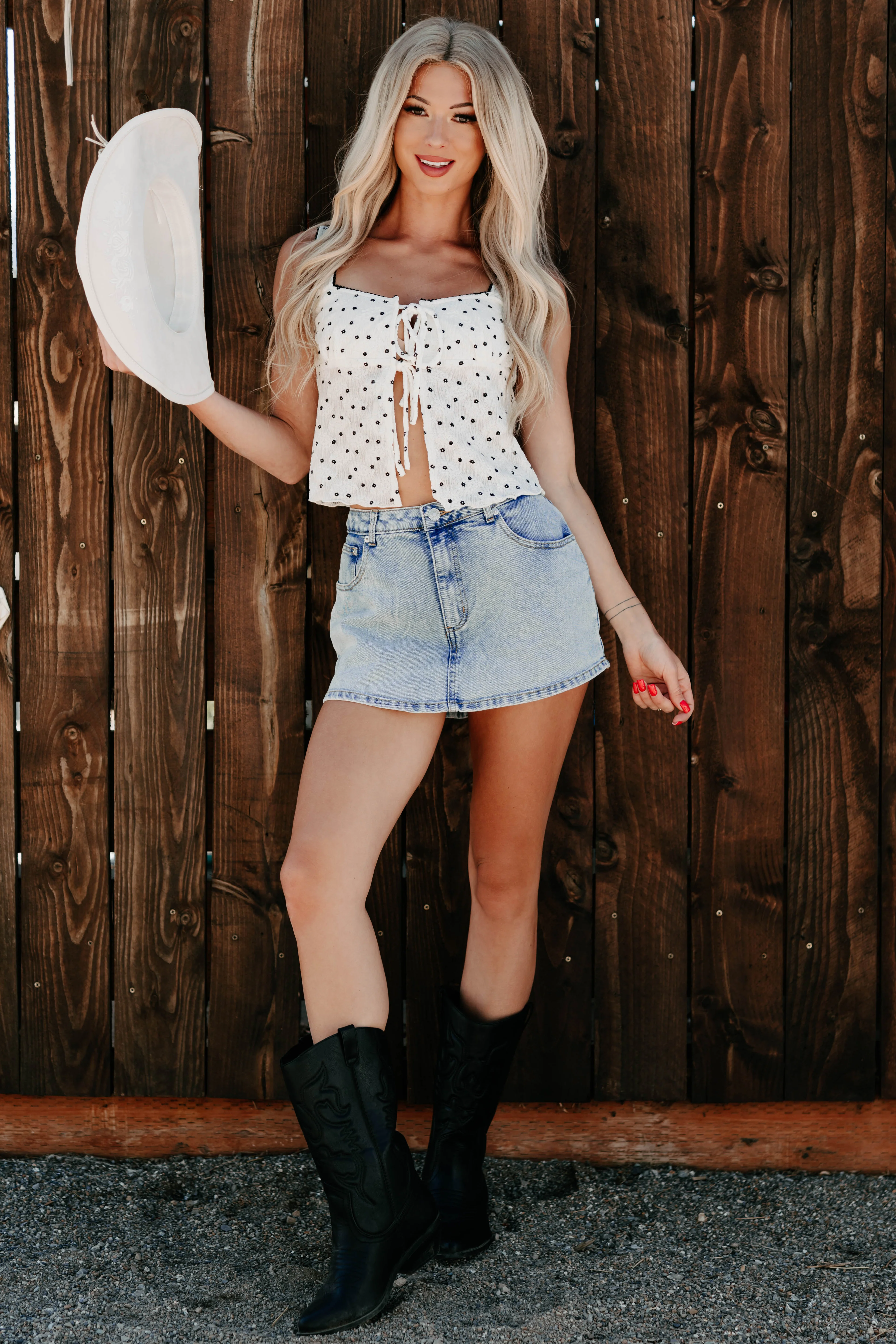 Nothing But Aura Denim Mini Skort (Light Wash) - Image 8
