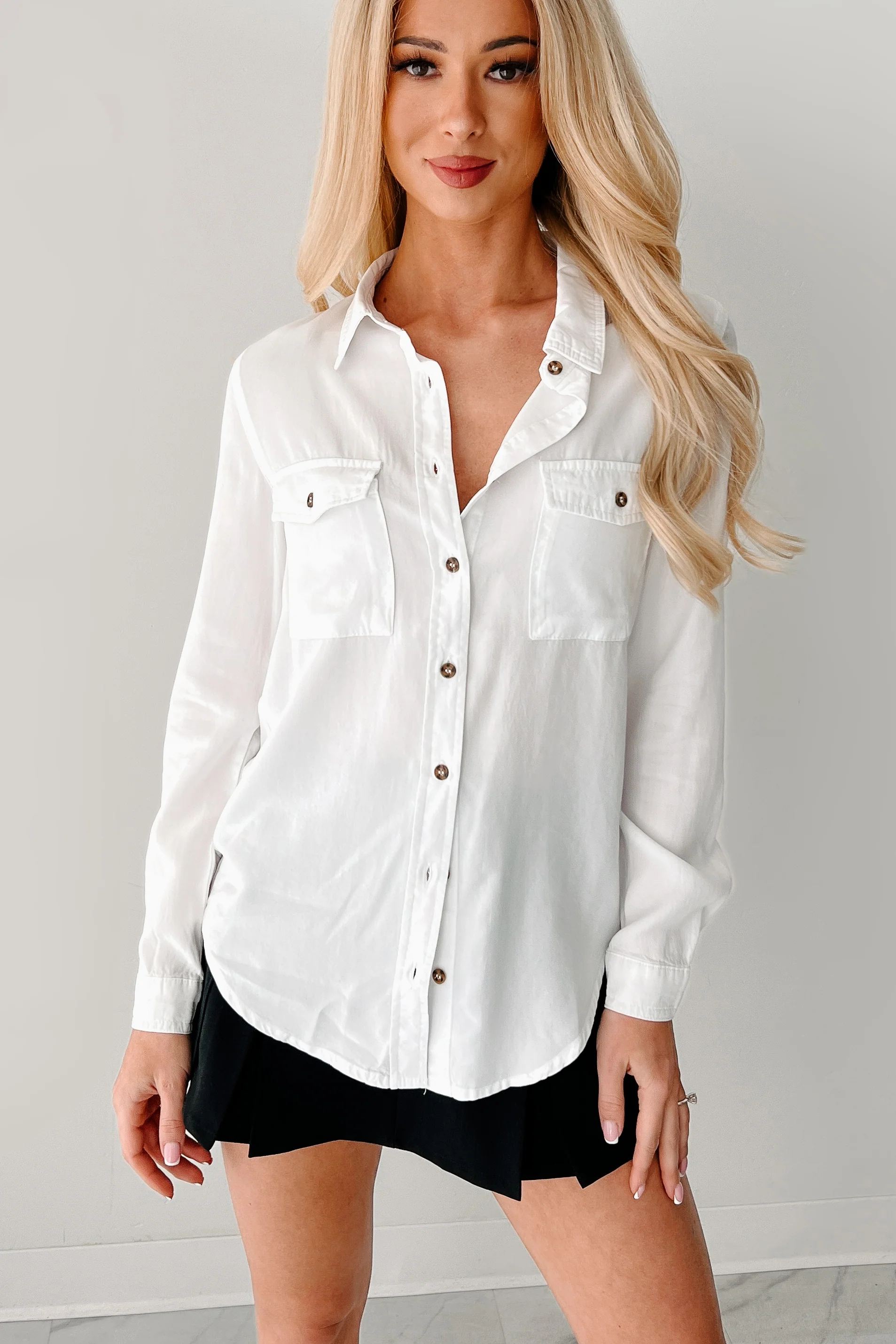 Nothing Fancy Long Sleeve Buttoned Top (White) - Image 8