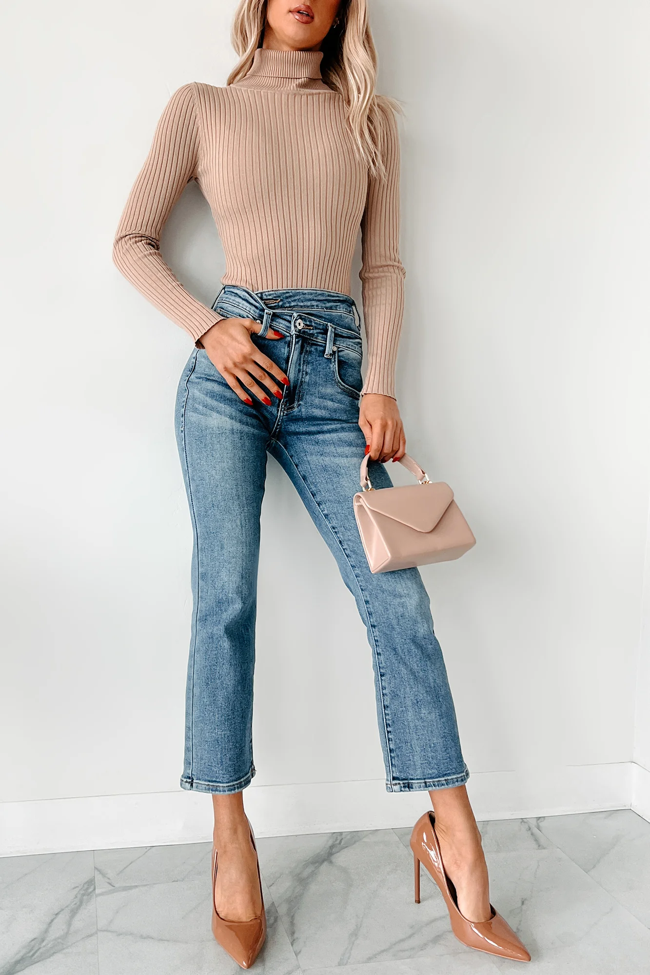 Novie High Rise Cross-Over Waist Special A Jeans (Medium Light) - Image 2