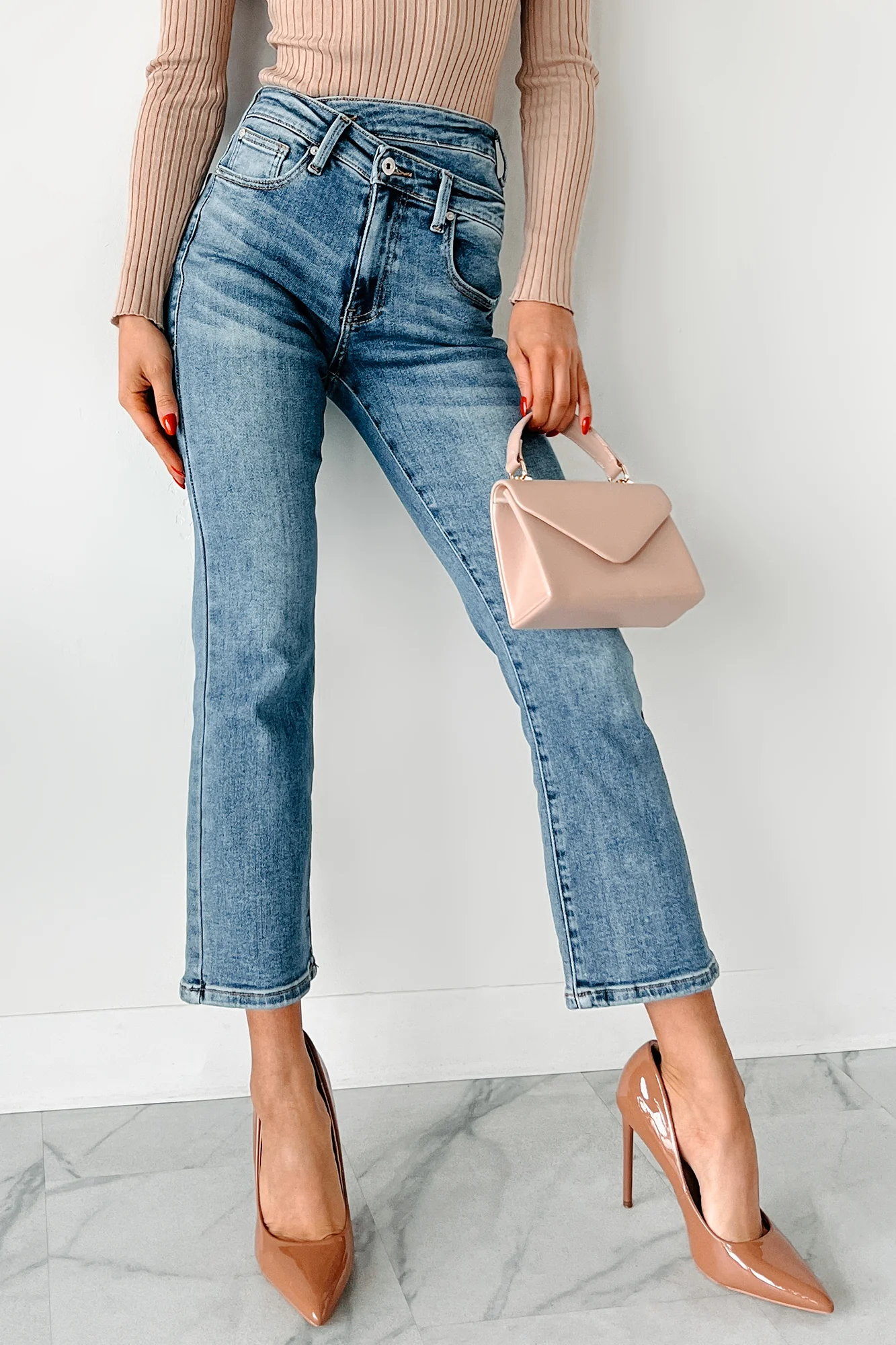 Novie High Rise Cross-Over Waist Special A Jeans (Medium Light) - Image 3
