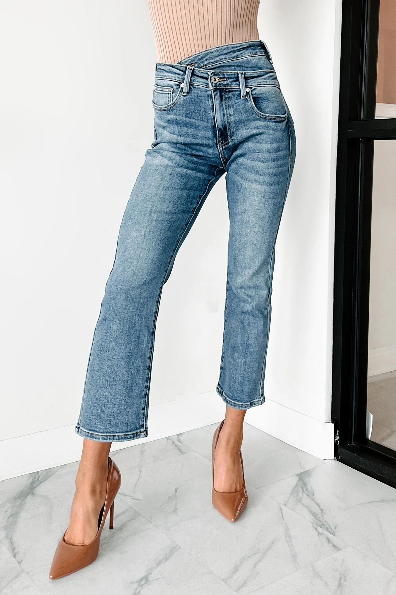 Novie High Rise Cross-Over Waist Special A Jeans (Medium Light) - Image 4