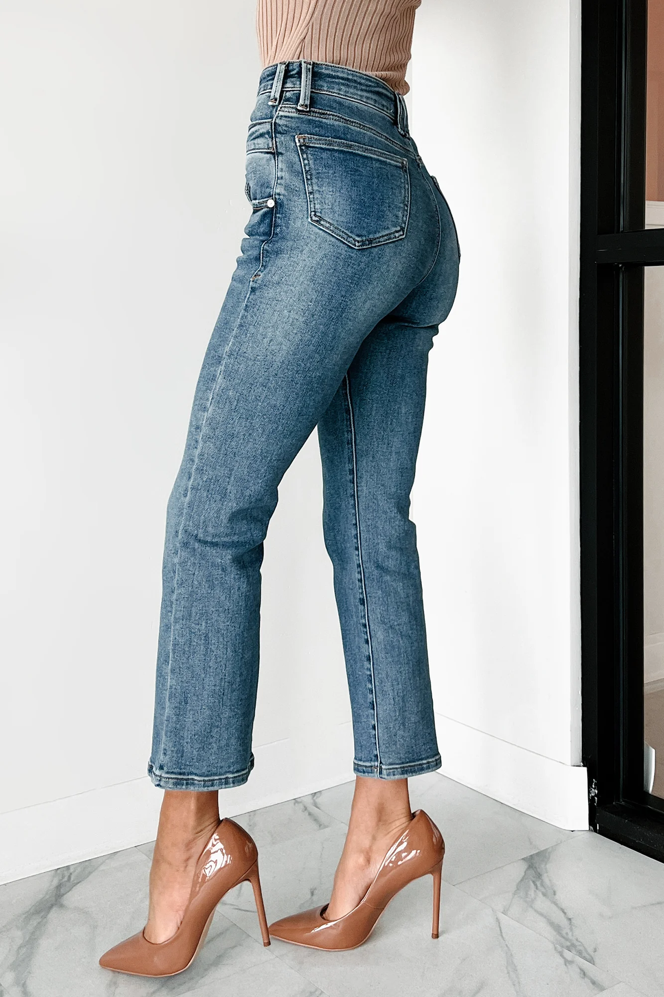 Novie High Rise Cross-Over Waist Special A Jeans (Medium Light) - Image 6