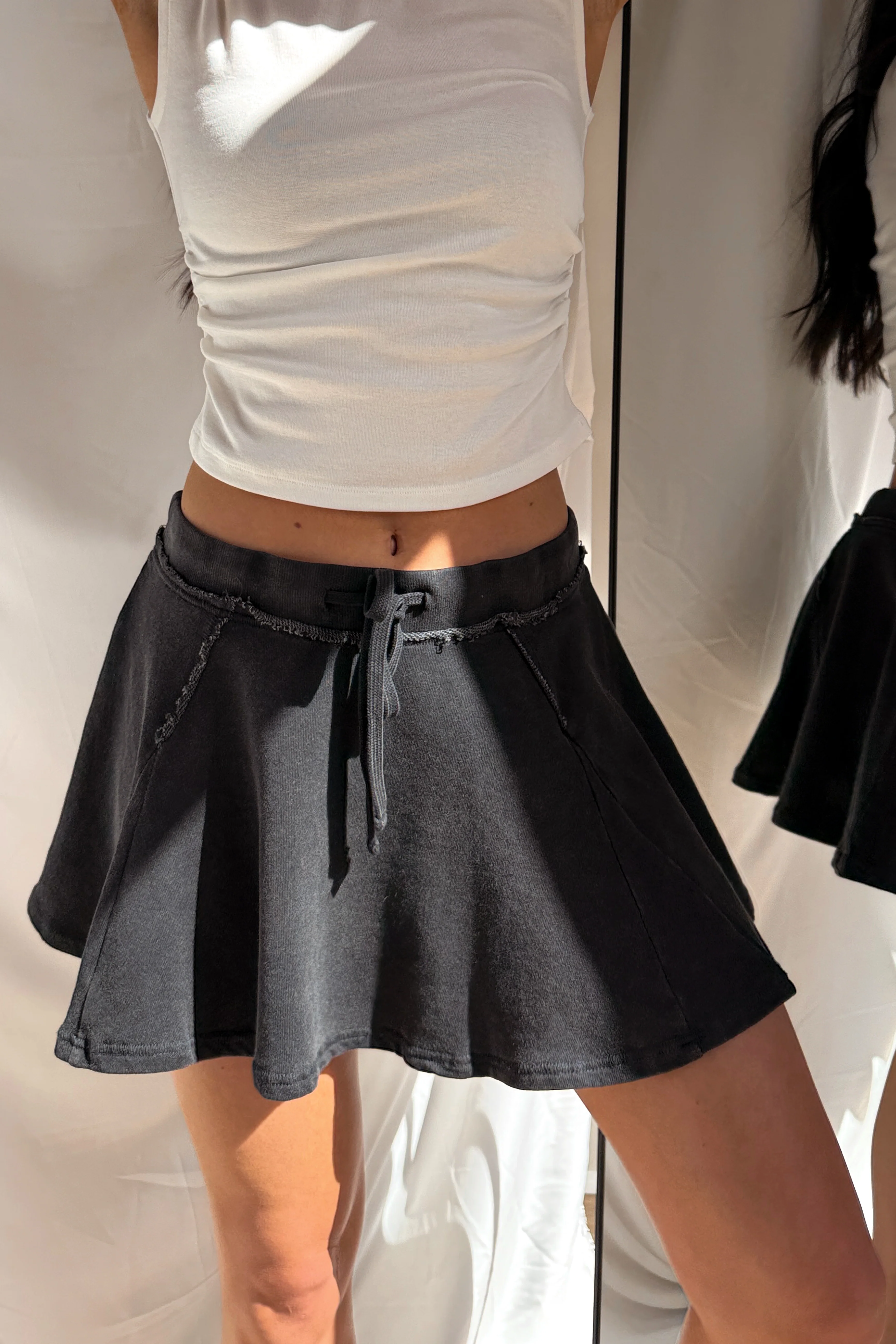 Off Duty Icon Acid Wash Knit Skort (Black) - Image 3