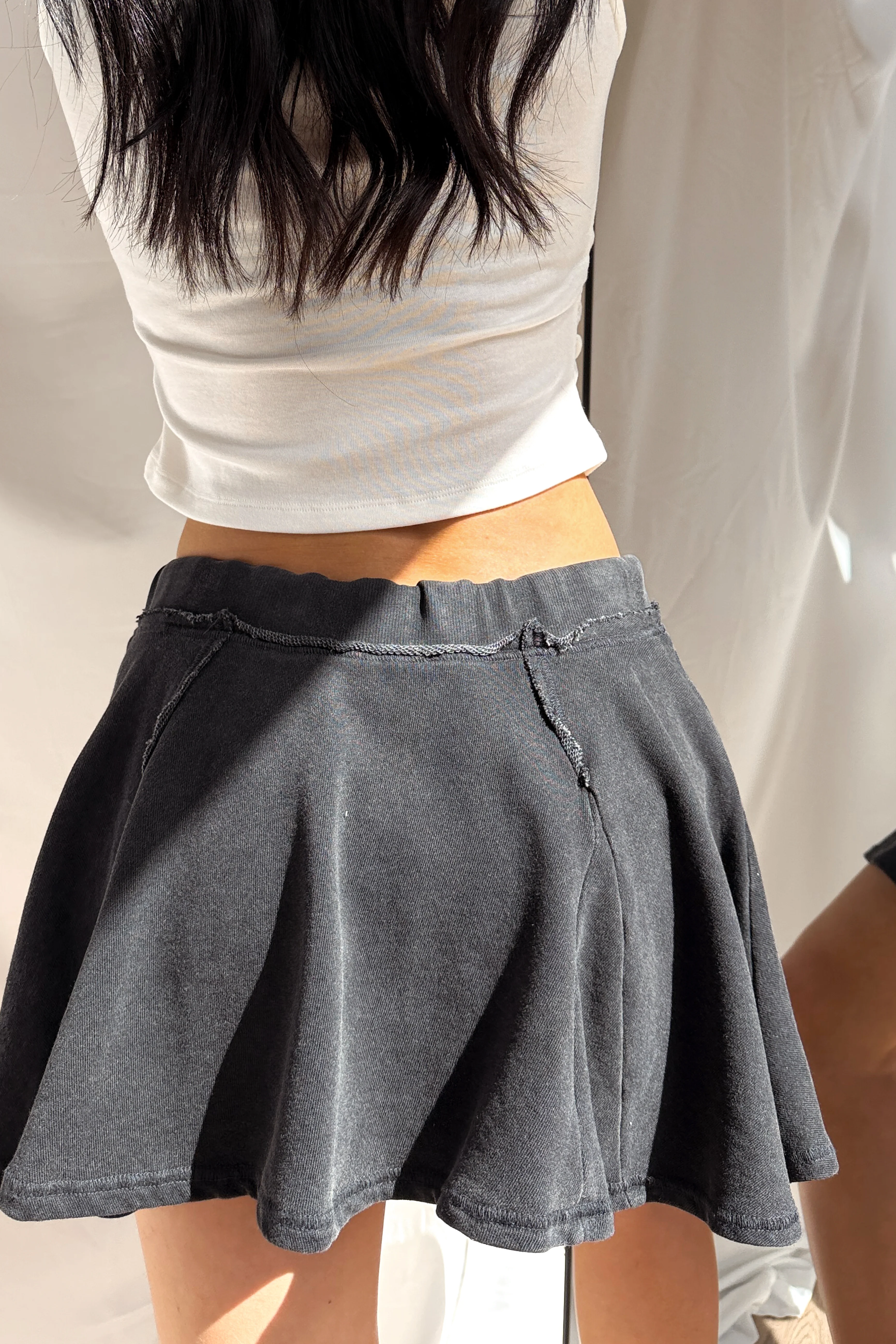 Off Duty Icon Acid Wash Knit Skort (Black) - Image 5
