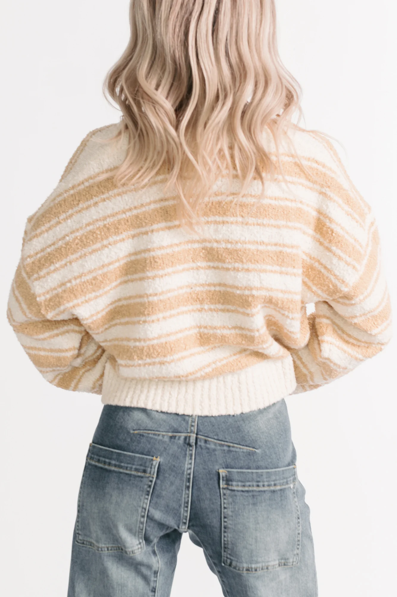 Off The Clock Stripe Knit Sweater (Taupe/Off-White) - Image 5
