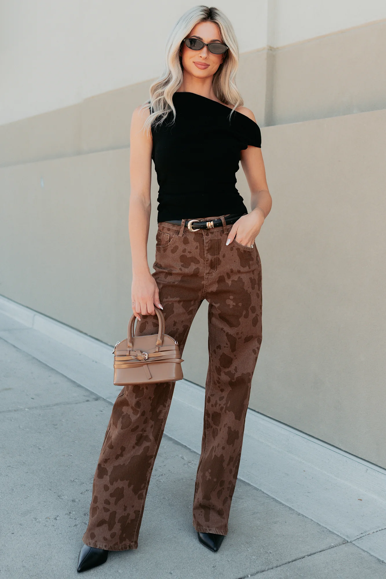 Off The Edge One Shoulder Knit Top (Black) - Image 5