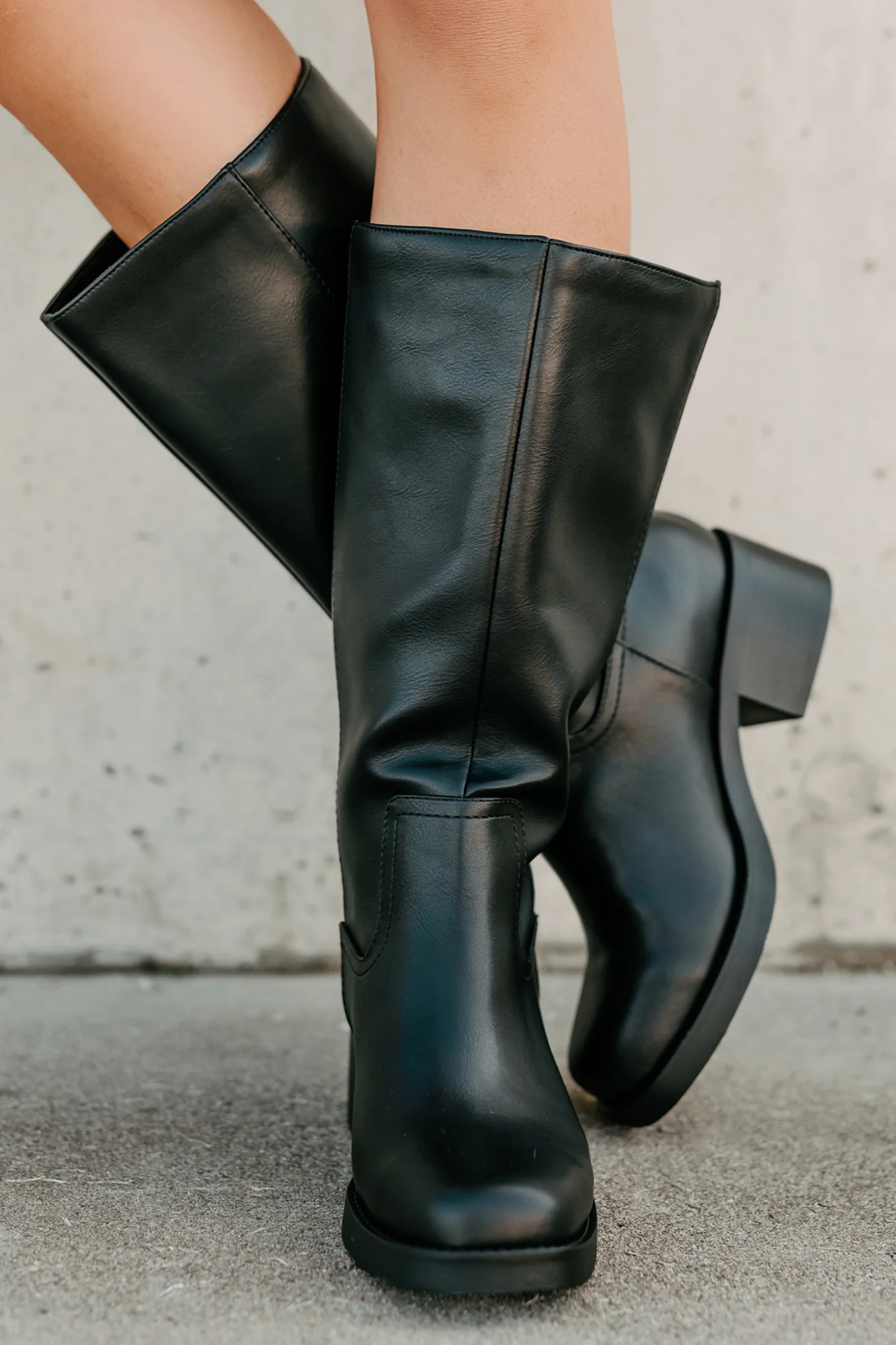 Off The Trail Mid-Calf Faux Leather Boots (Black) - Image 3