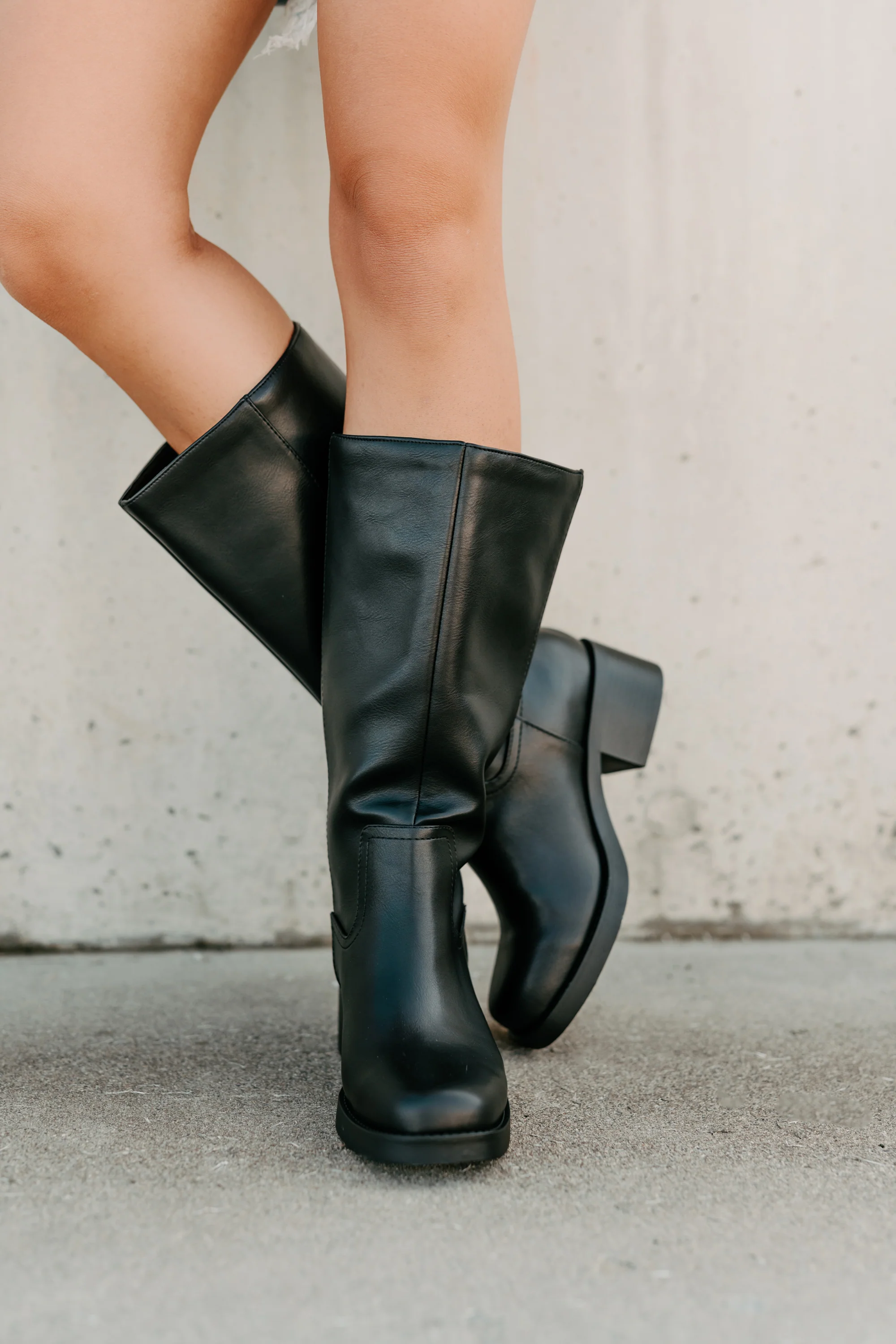 Off The Trail Mid-Calf Faux Leather Boots (Black) - Image 4