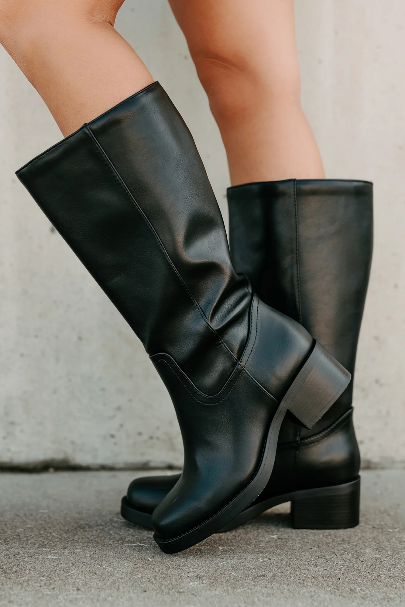 Off The Trail Mid-Calf Faux Leather Boots (Black) - Image 5