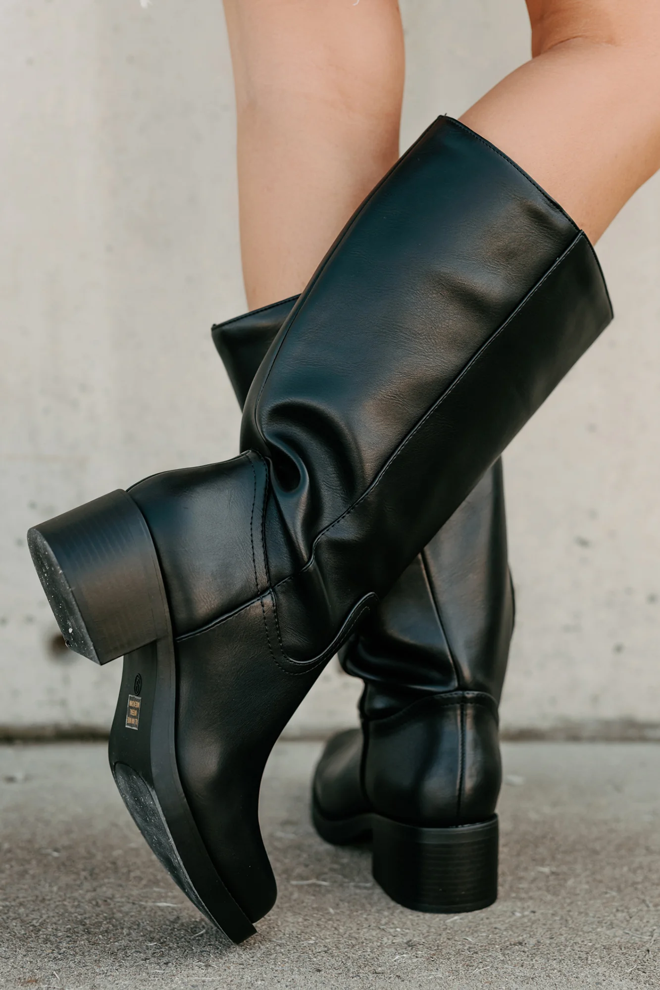Off The Trail Mid-Calf Faux Leather Boots (Black) - Image 6
