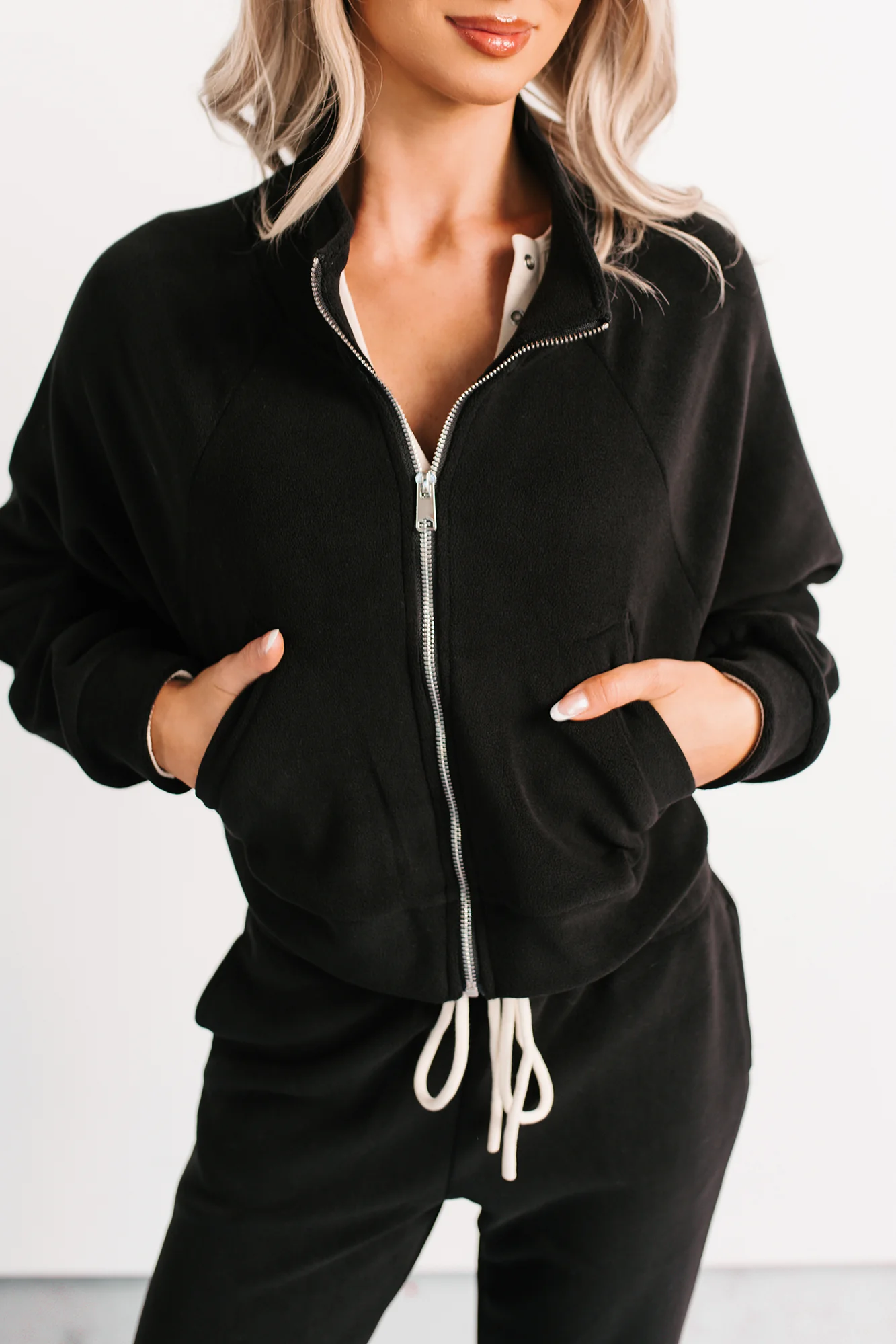 On The Field Fleece High Neck Track Jacket (Black) - Image 7