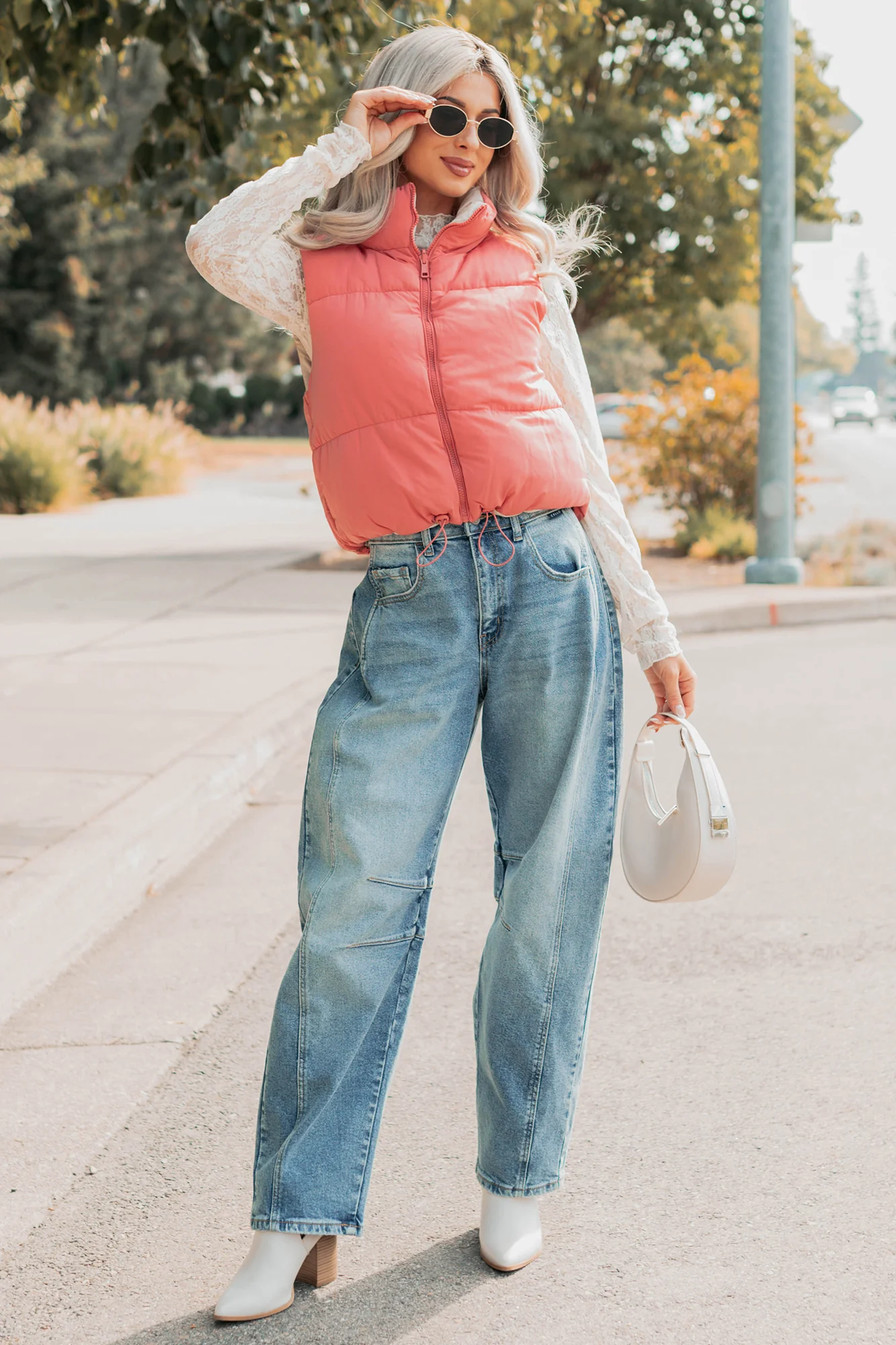 On The Reverse Side Reversible Puffer Vest (Hibiscus/Beige) - Image 3