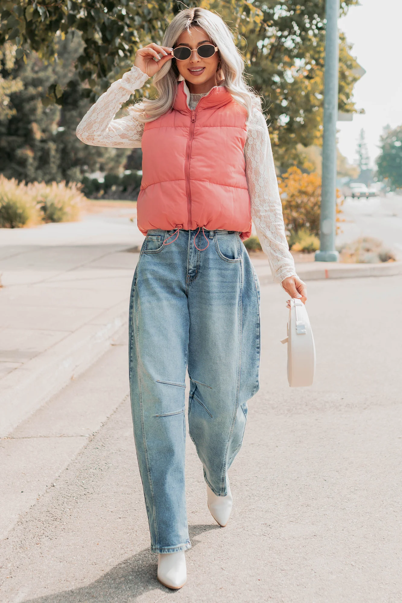 On The Reverse Side Reversible Puffer Vest (Hibiscus/Beige) - Image 6