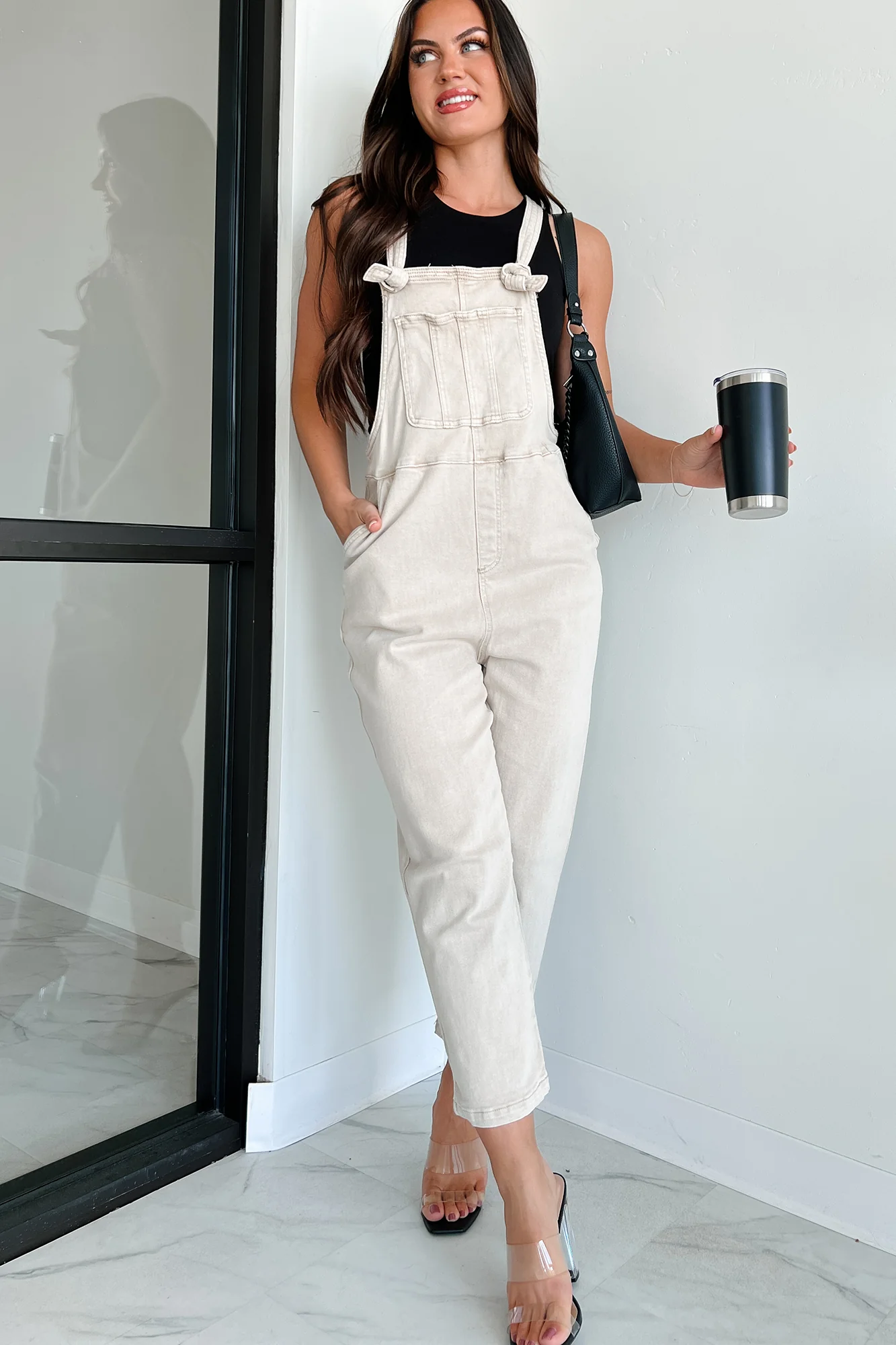 Osmond Knotted Strap Zenana Overalls (Sand Beige) - Image 6