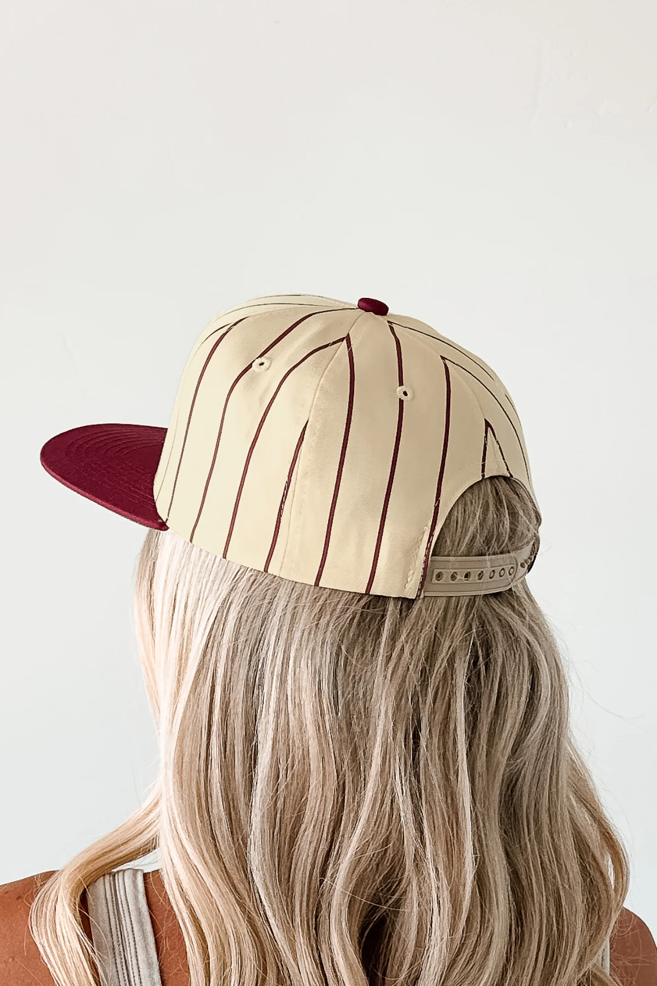 Out Of The Park Striped Baseball Cap (Burgundy) - Image 2