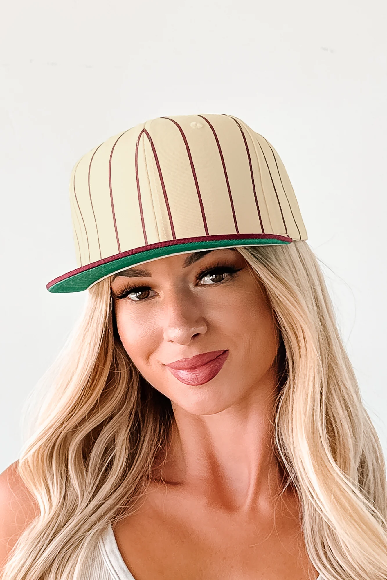Out Of The Park Striped Baseball Cap (Burgundy) - Image 3