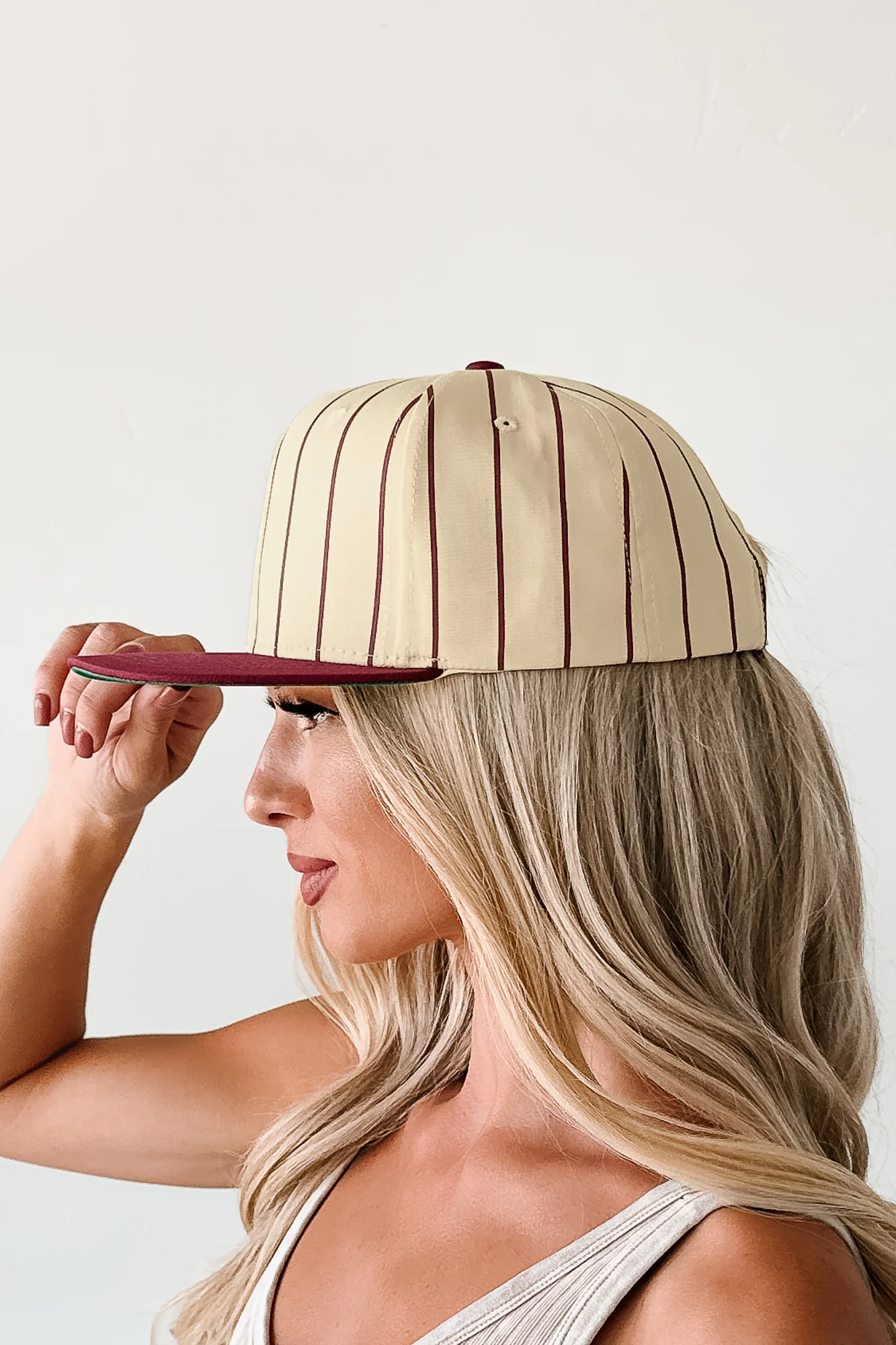 Out Of The Park Striped Baseball Cap (Burgundy) - Image 4