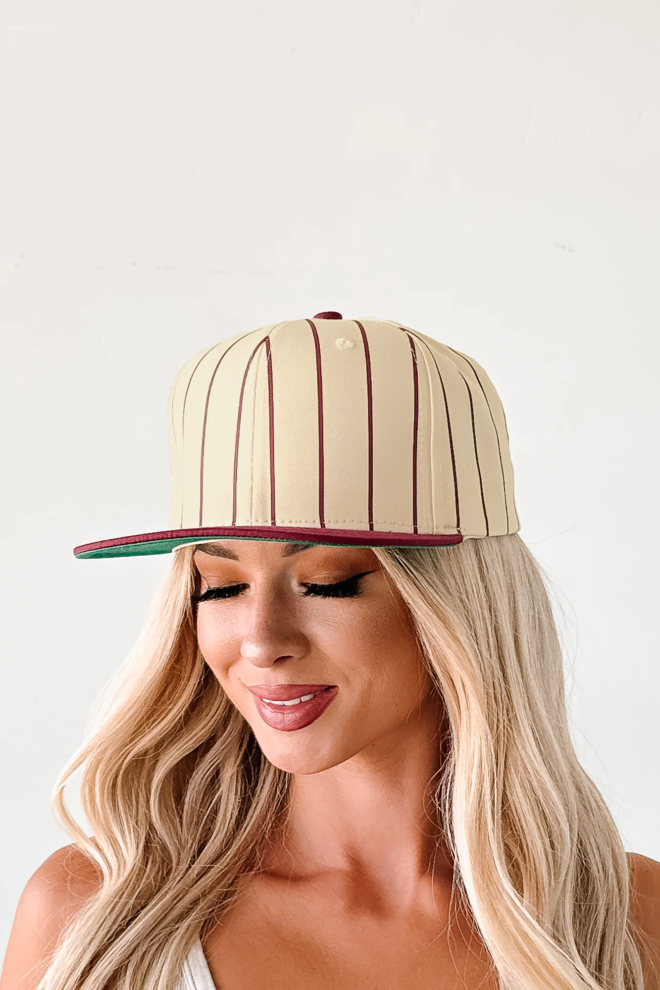 Out Of The Park Striped Baseball Cap (Burgundy) - Image 5