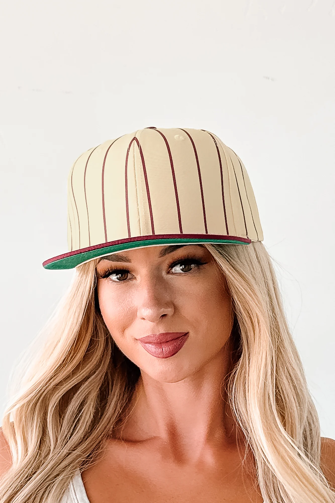 Out Of The Park Striped Baseball Cap (Burgundy) - Image 6