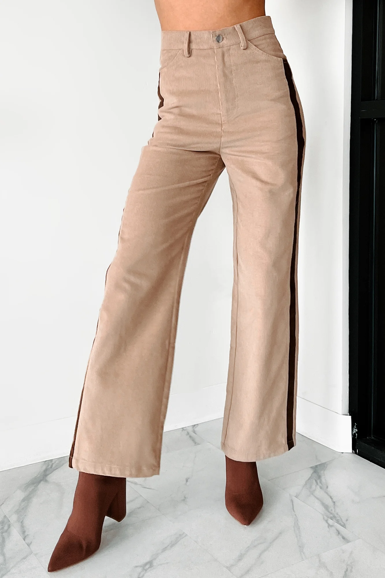 Pablo Side Stripe Corduroy Pants (Taupe) - Image 8
