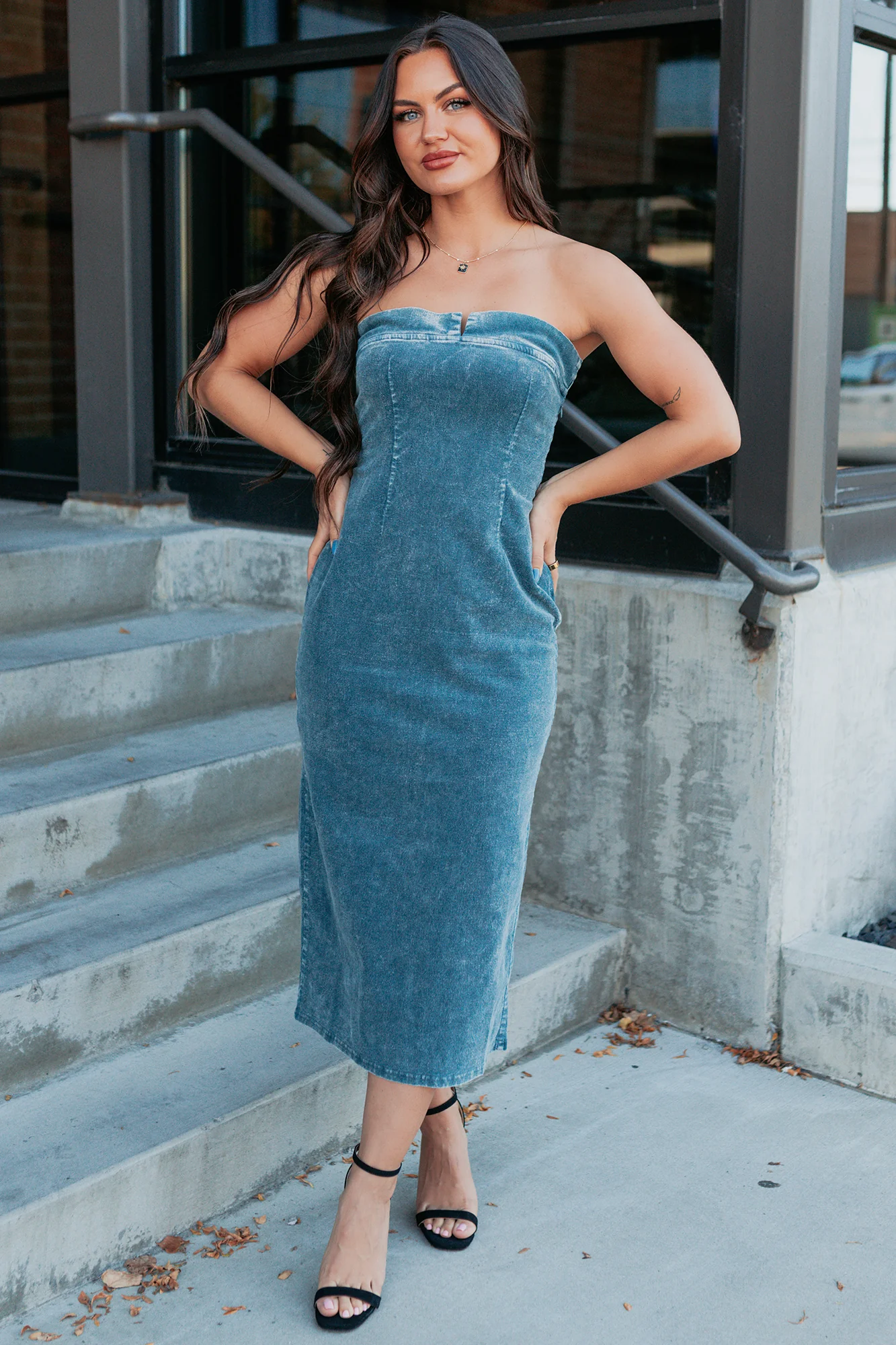 Part Of Me Strapless Midi Sheath Dress (Green) - Image 4