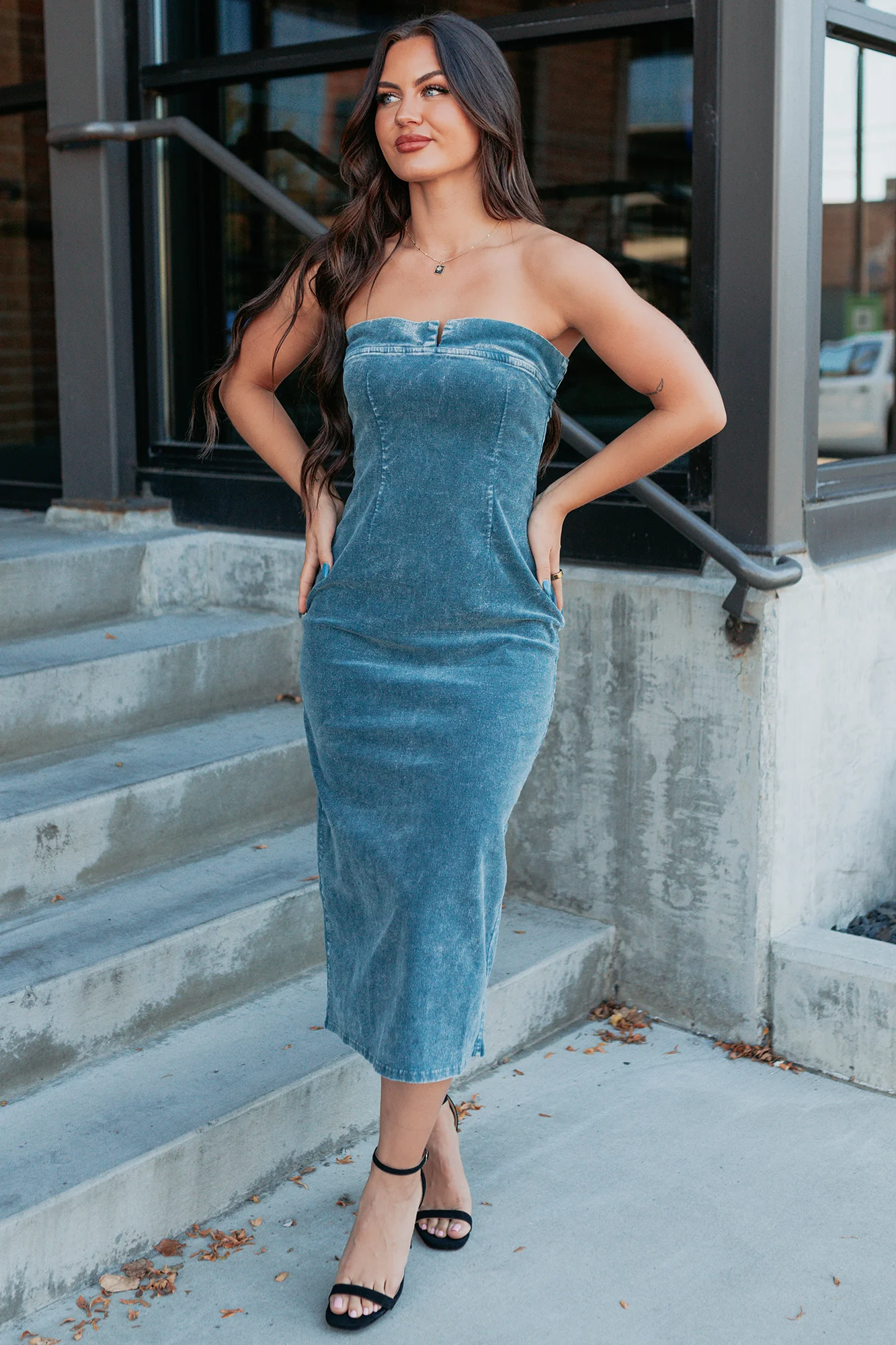 Part Of Me Strapless Midi Sheath Dress (Green) - Image 5
