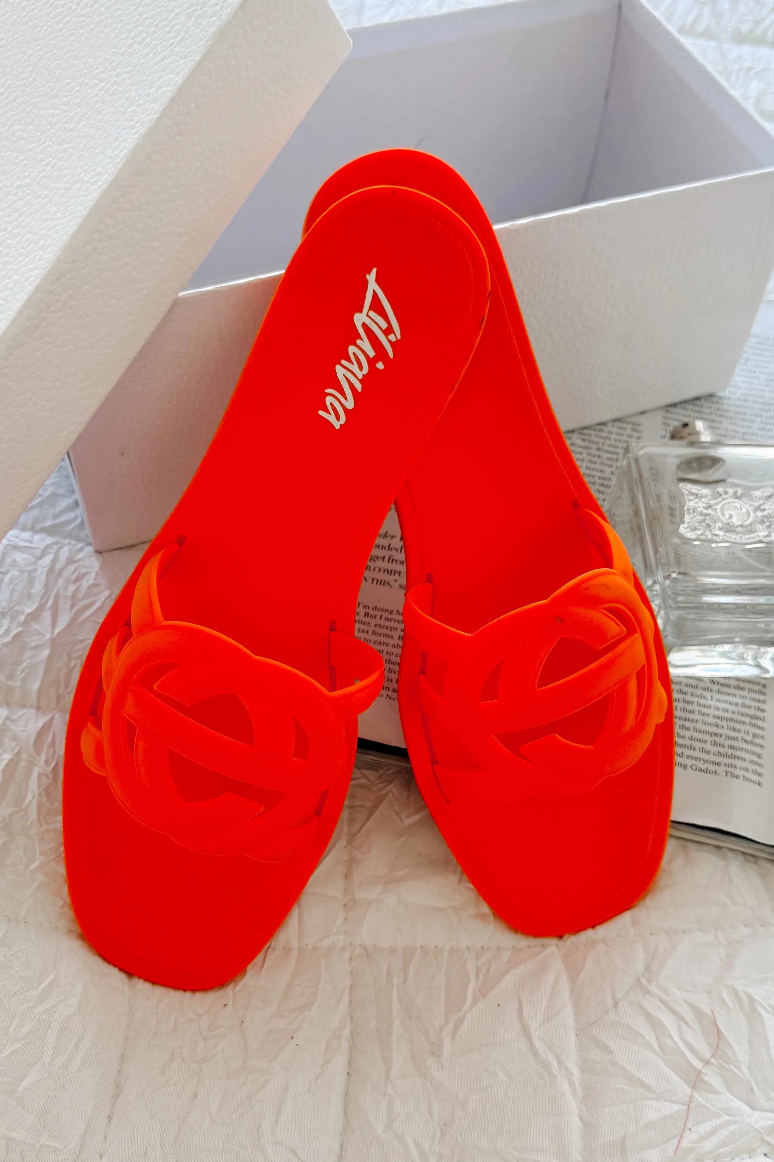 Party Animal Cut-Out Jelly Sandals (Orange) - Image 2