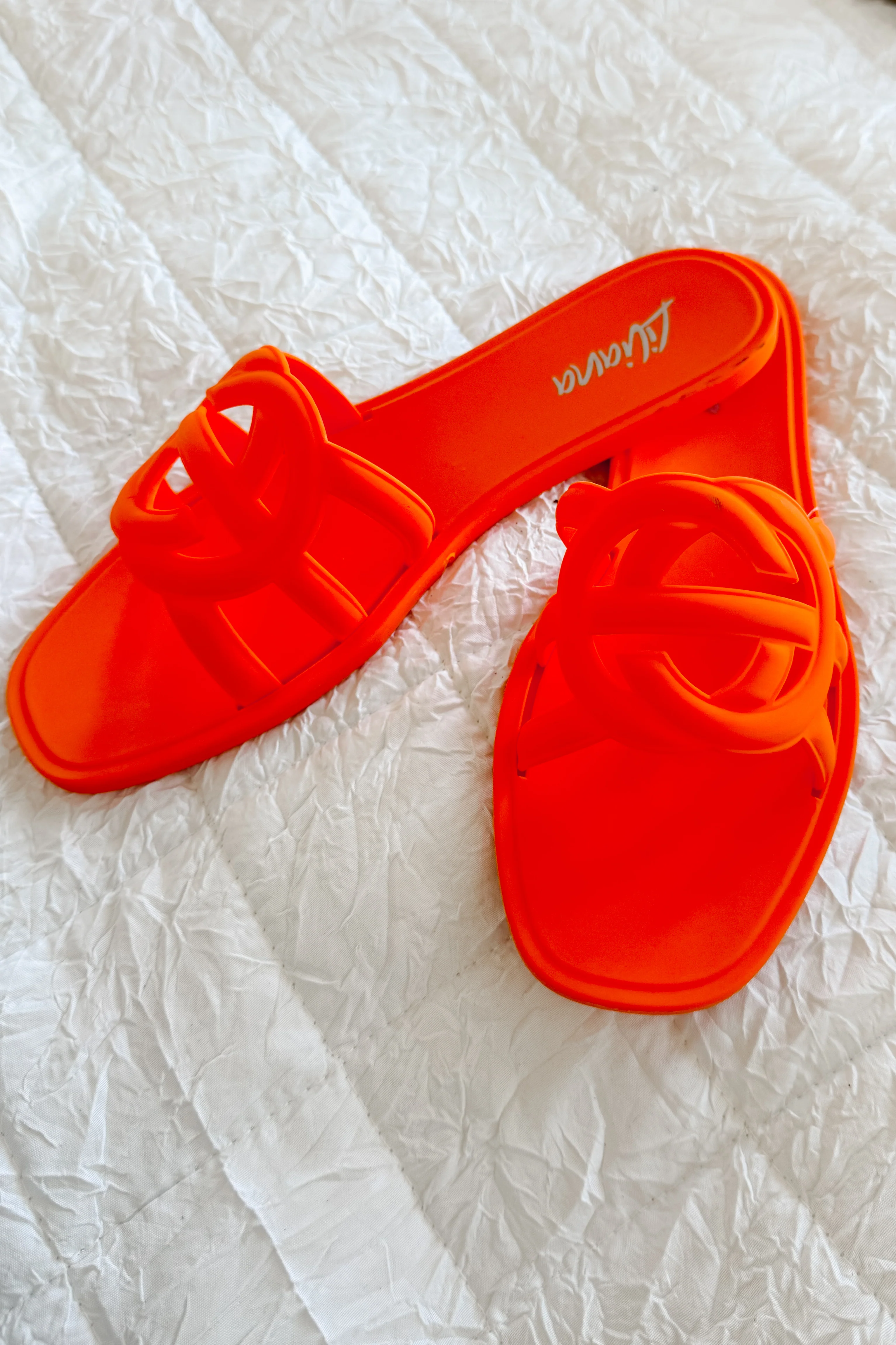 Party Animal Cut-Out Jelly Sandals (Orange) - Image 3