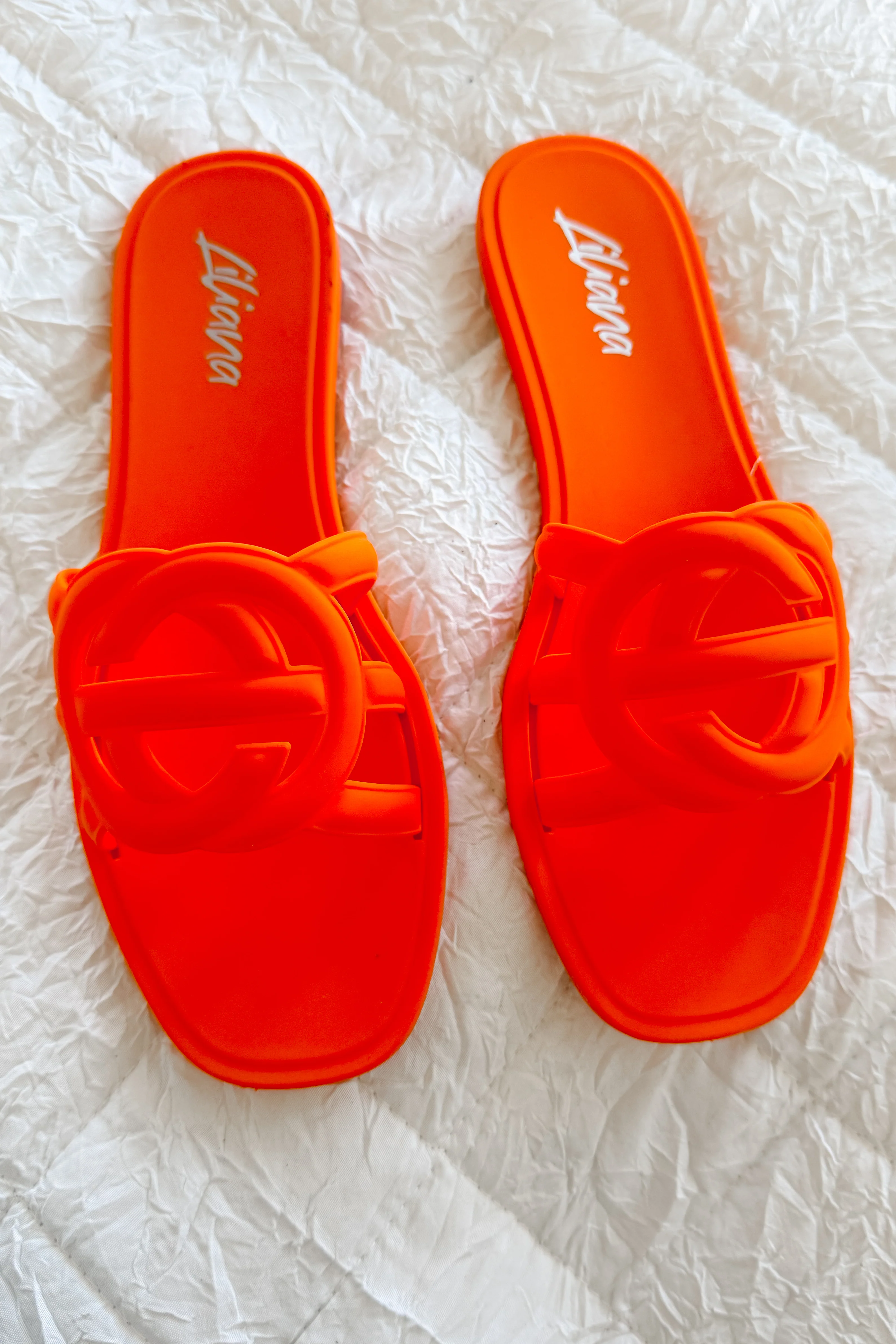 Party Animal Cut-Out Jelly Sandals (Orange) - Image 4