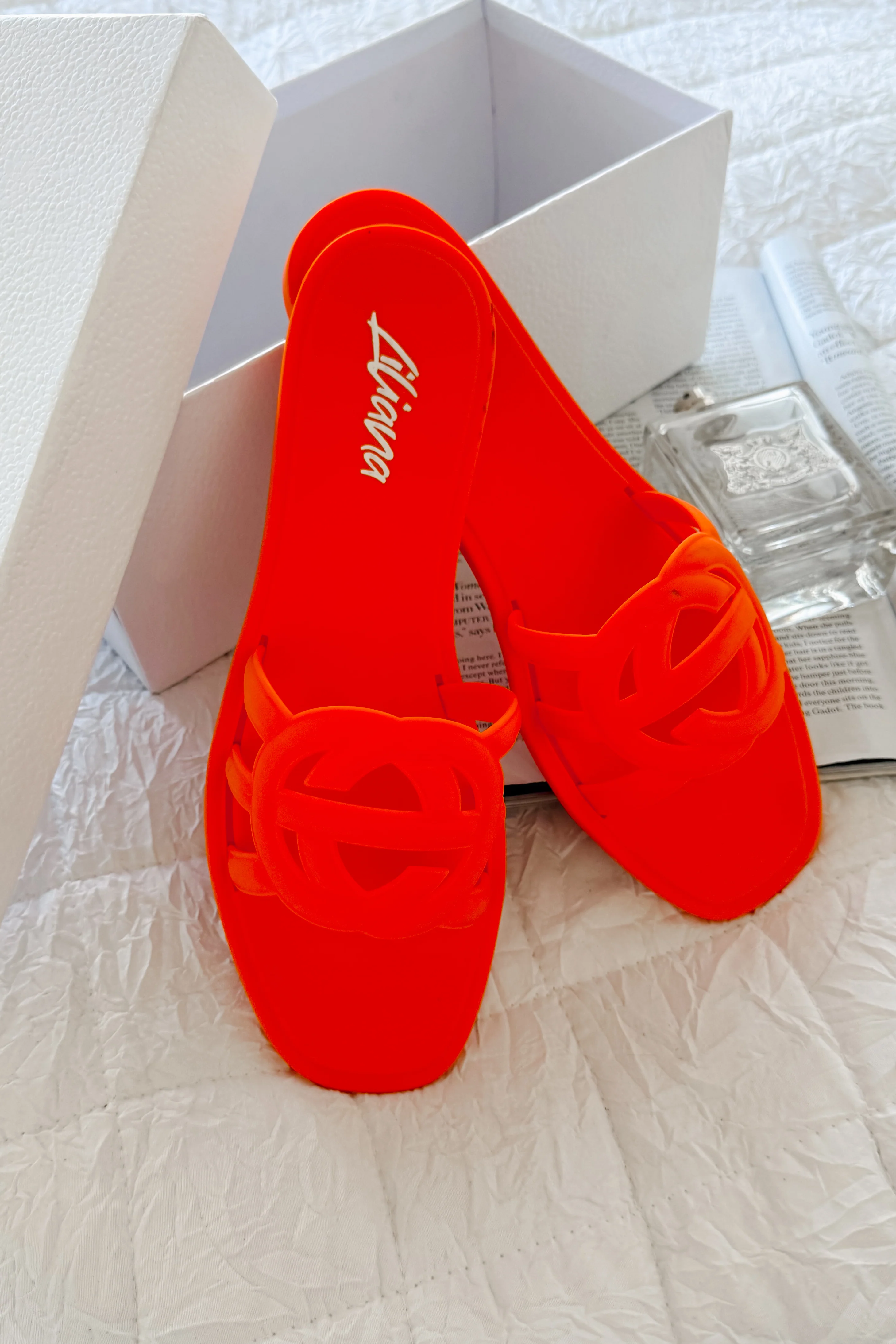 Party Animal Cut-Out Jelly Sandals (Orange) - Image 5