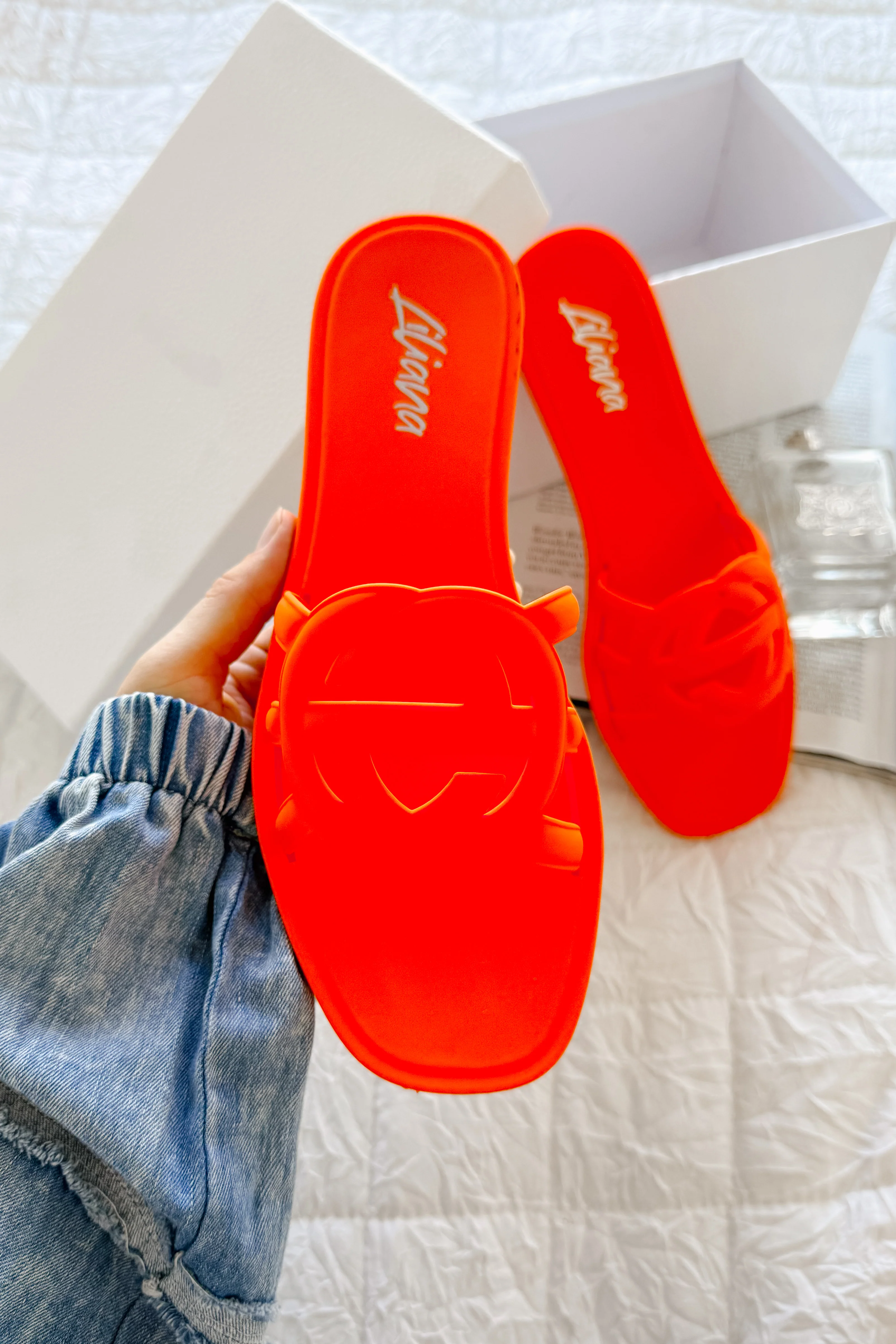 Party Animal Cut-Out Jelly Sandals (Orange) - Image 6