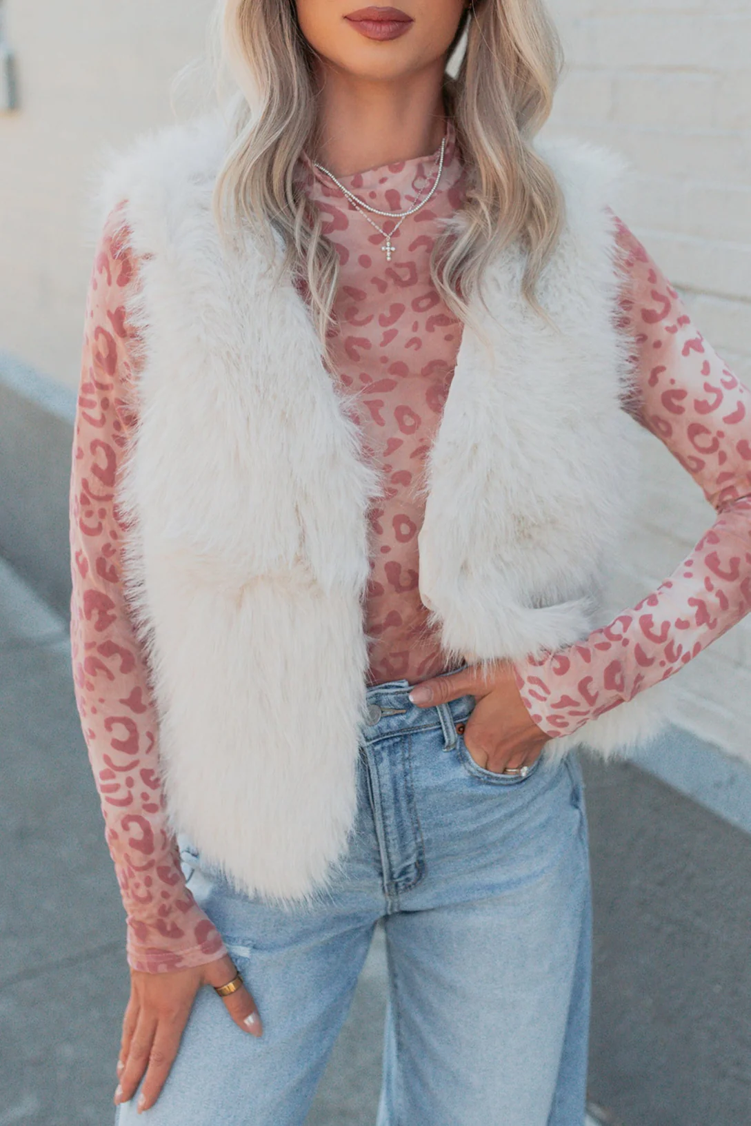 Passion & Desire Faux Fur Vest (Ecru) - Image 3