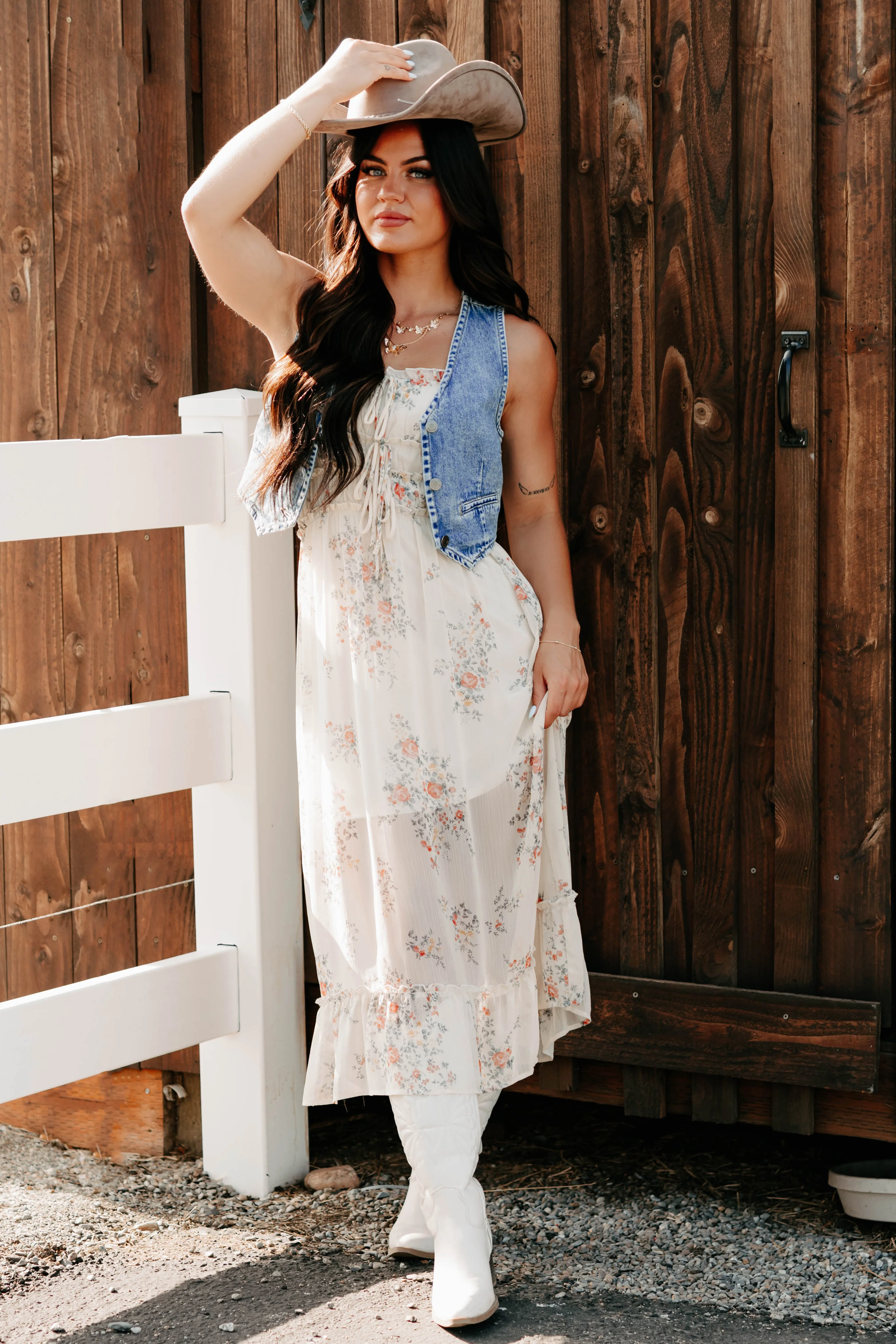 Peach Please Sleeveless Floral Midi Dress (Cream/Multi) - Image 5
