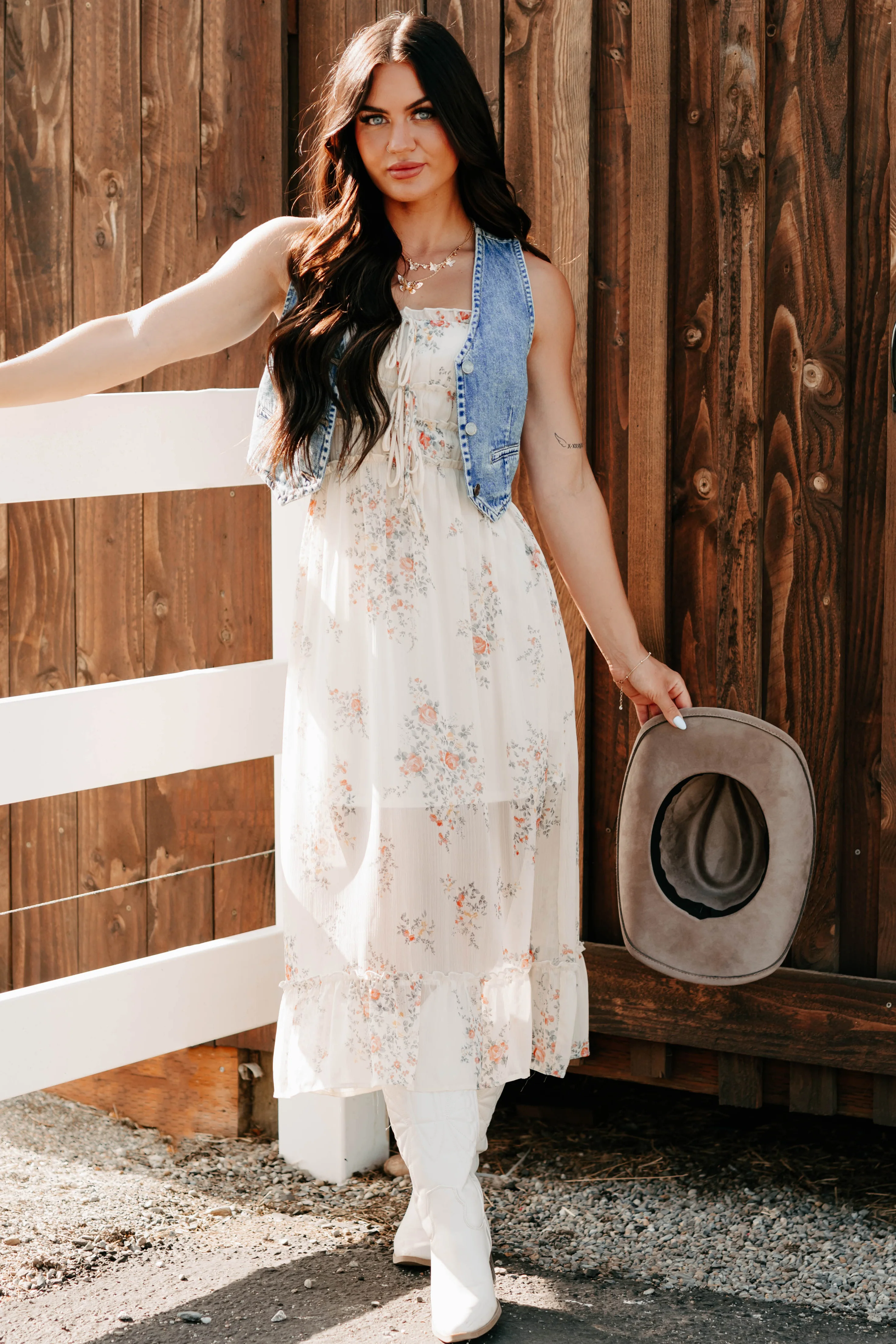 Peach Please Sleeveless Floral Midi Dress (Cream/Multi) - Image 6