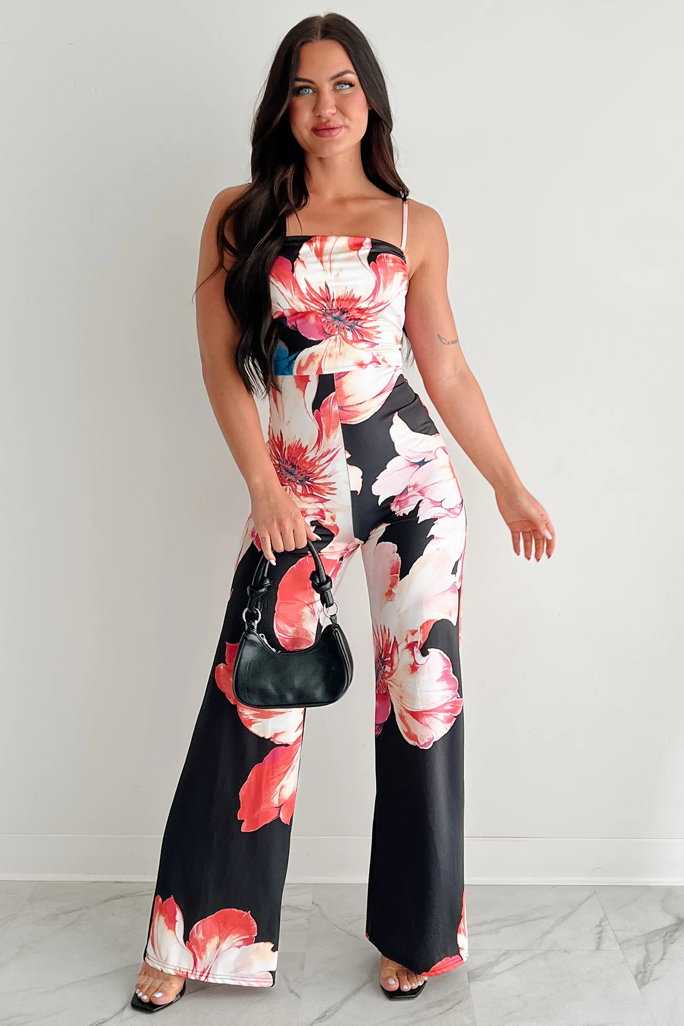 Peony Promise Sleeveless Floral Jumpsuit (Black/Multi) - Image 4
