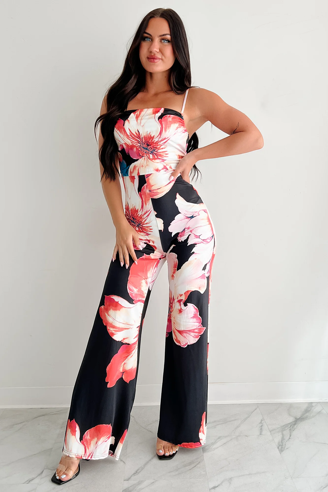 Peony Promise Sleeveless Floral Jumpsuit (Black/Multi) - Image 7