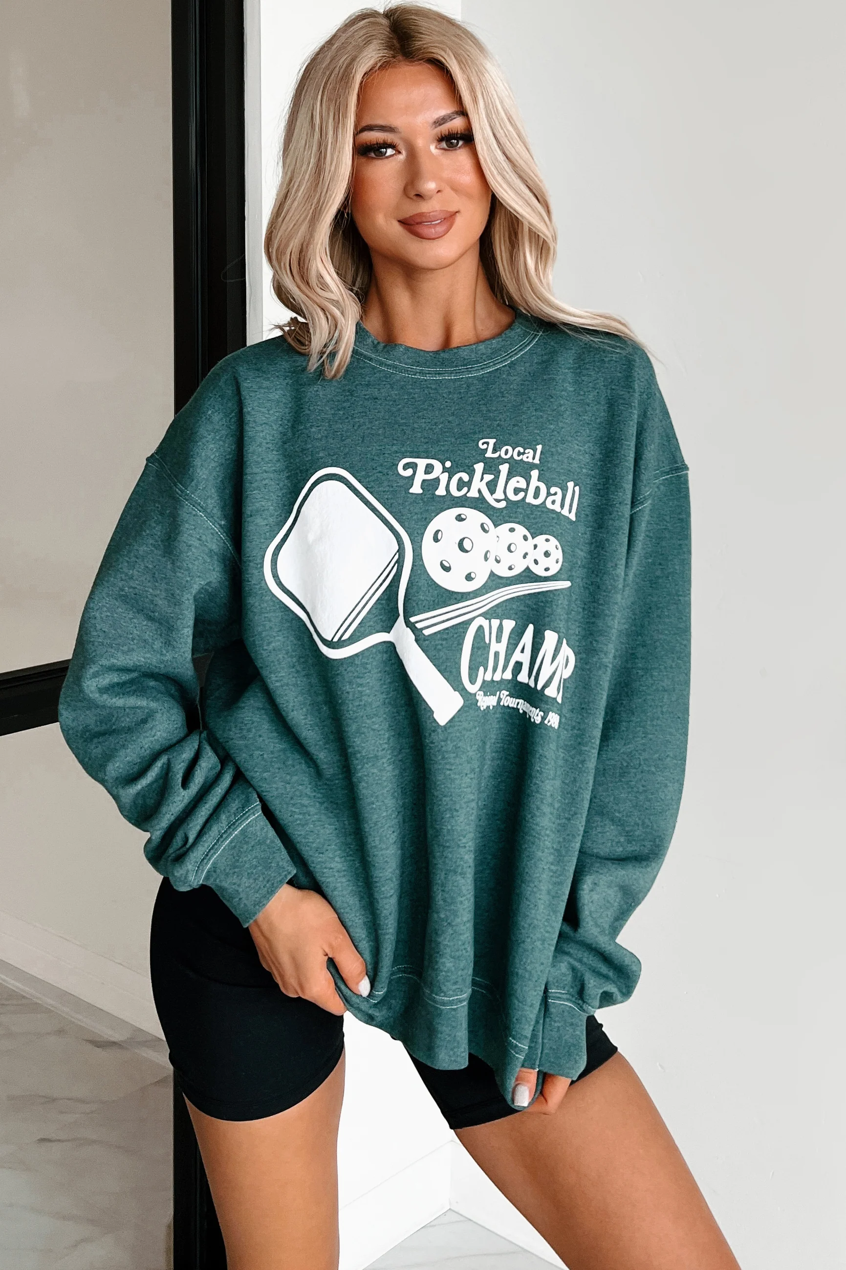 "Pickleball Champ" Graphic Sweatshirt (Posy Green) - Image 3