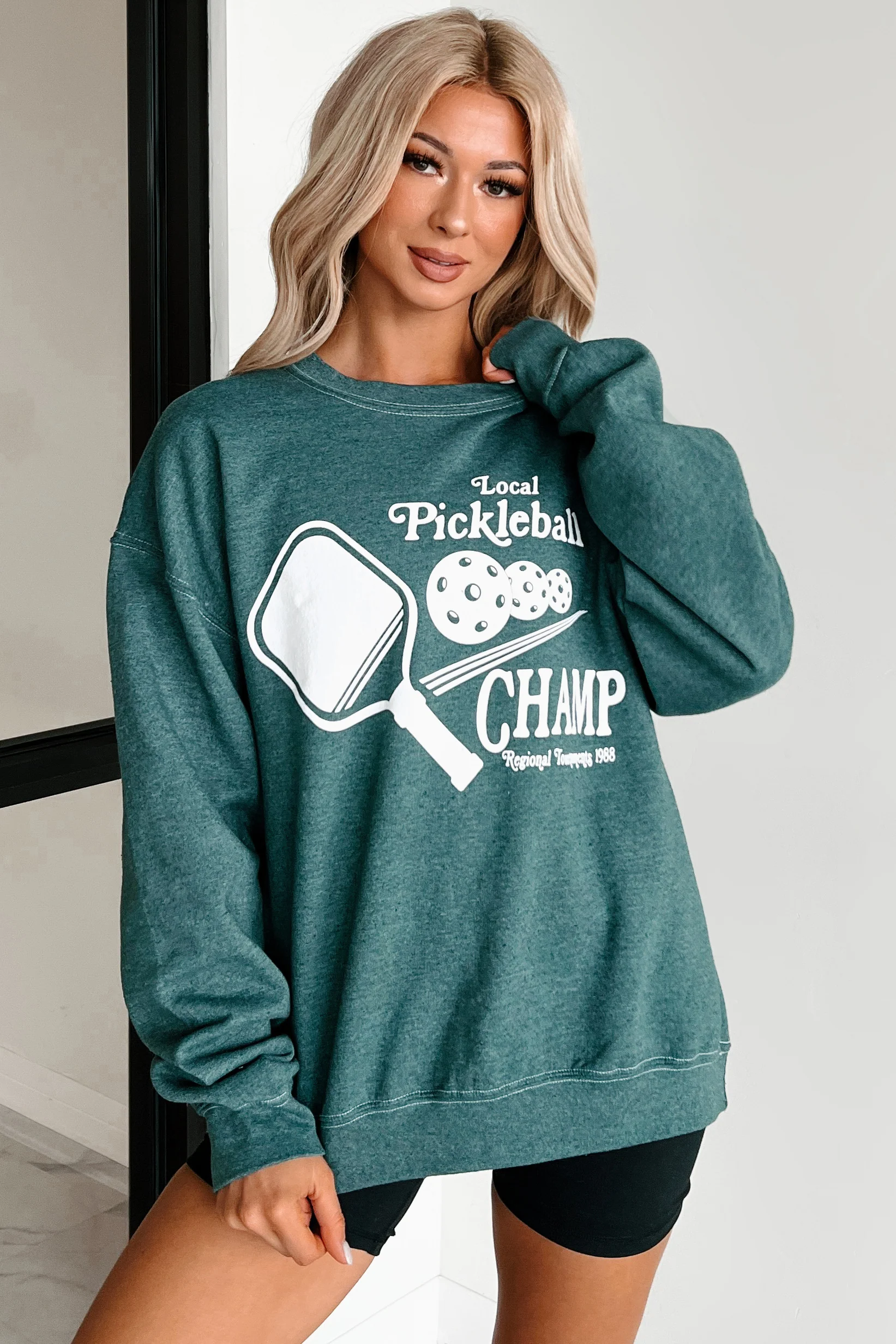 "Pickleball Champ" Graphic Sweatshirt (Posy Green) - Image 7