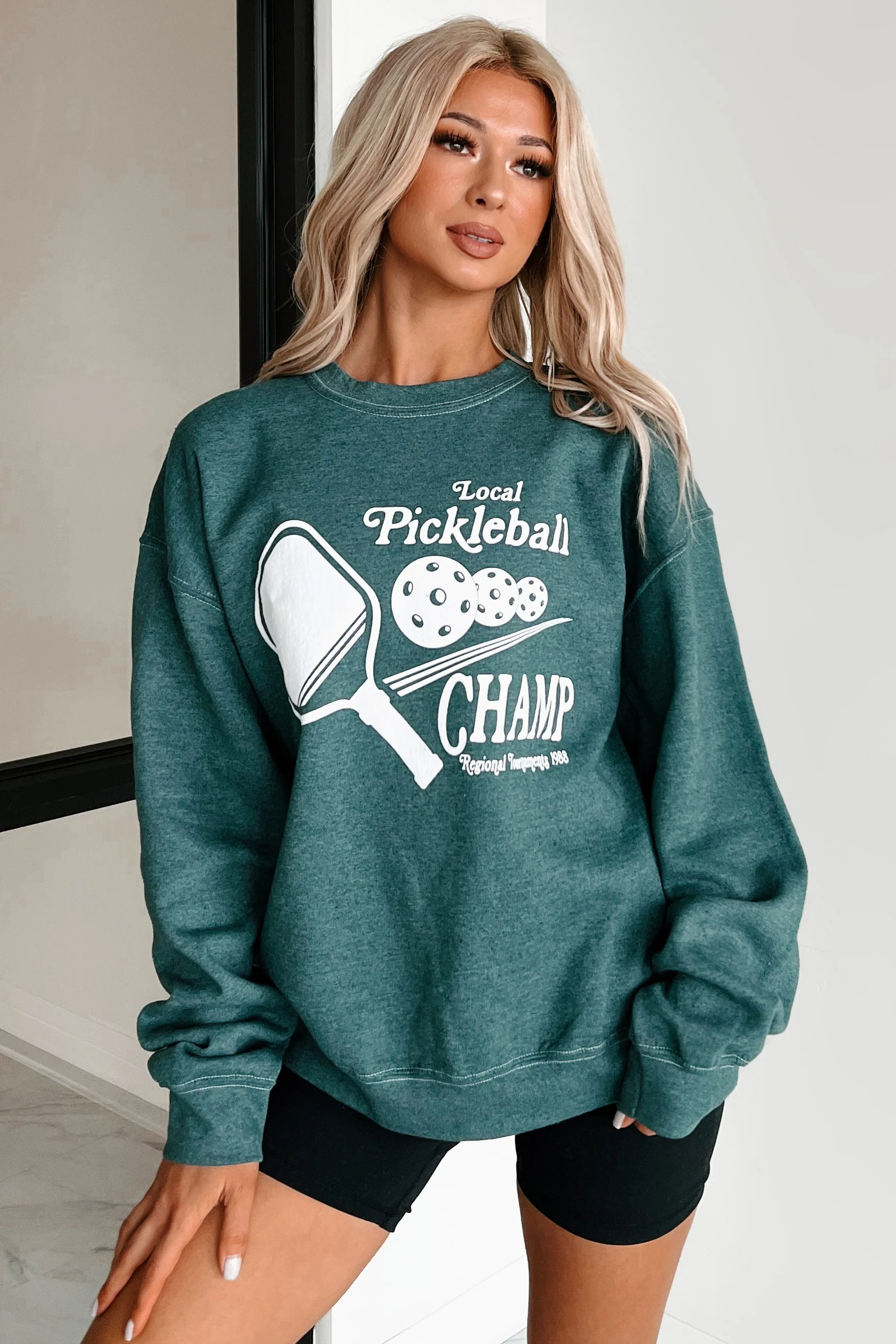 "Pickleball Champ" Graphic Sweatshirt (Posy Green) - Image 9