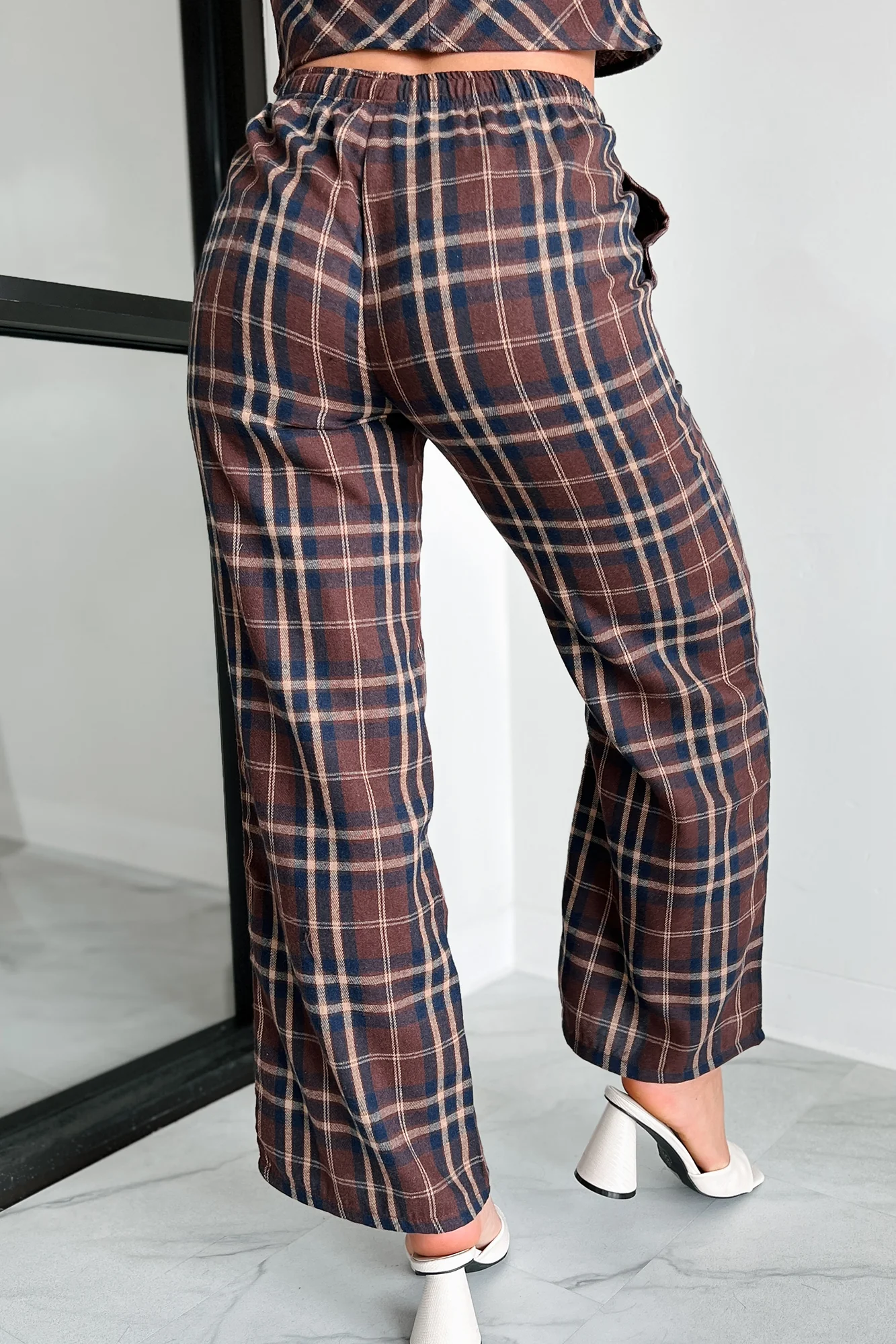 Picnics In September Plaid Flannel Two Piece Set (Brown/Navy) - Image 10