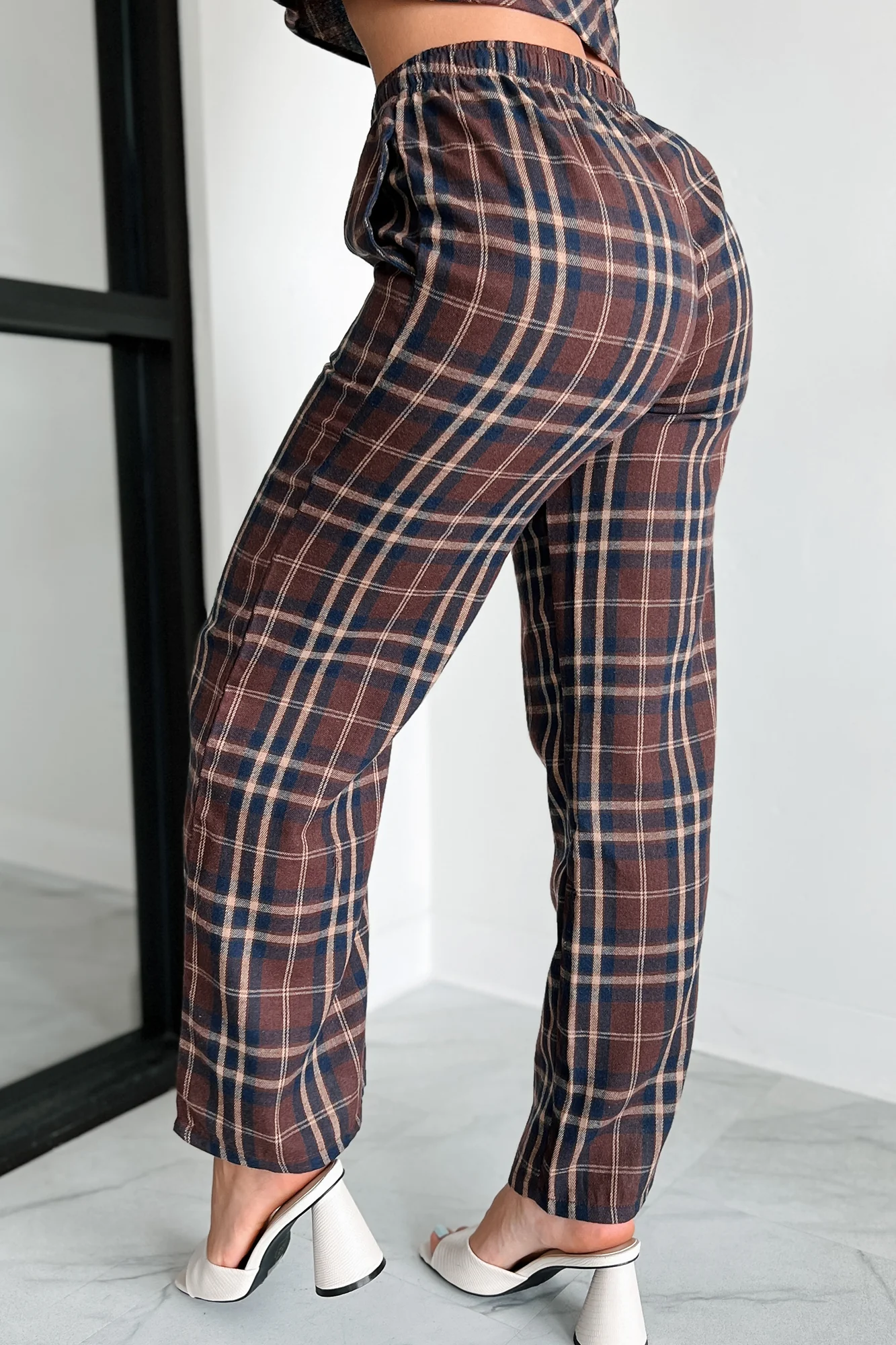 Picnics In September Plaid Flannel Two Piece Set (Brown/Navy) - Image 9
