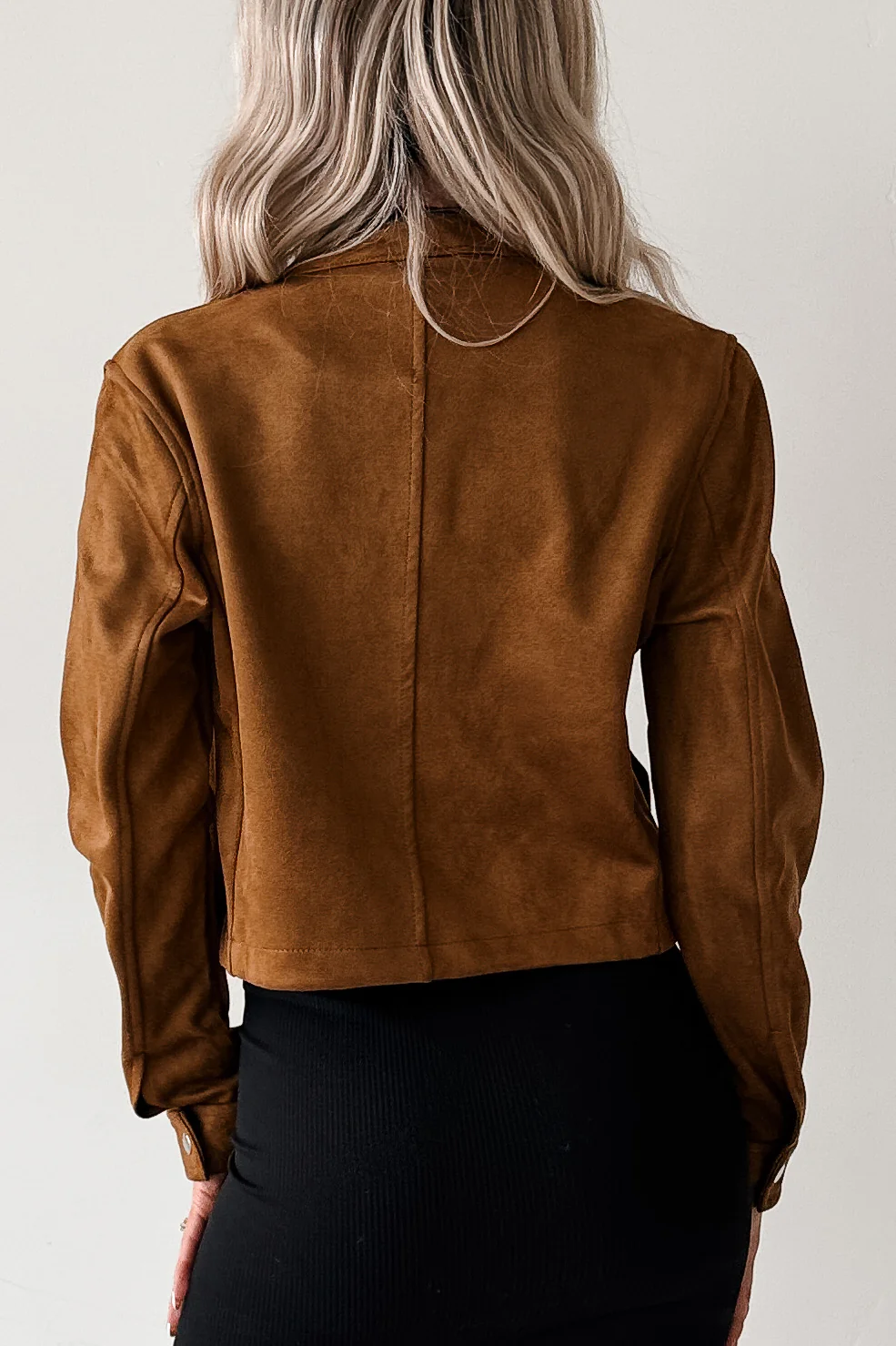 Plain & True Faux Suede Zip-Up Jacket (Camel) - Image 4